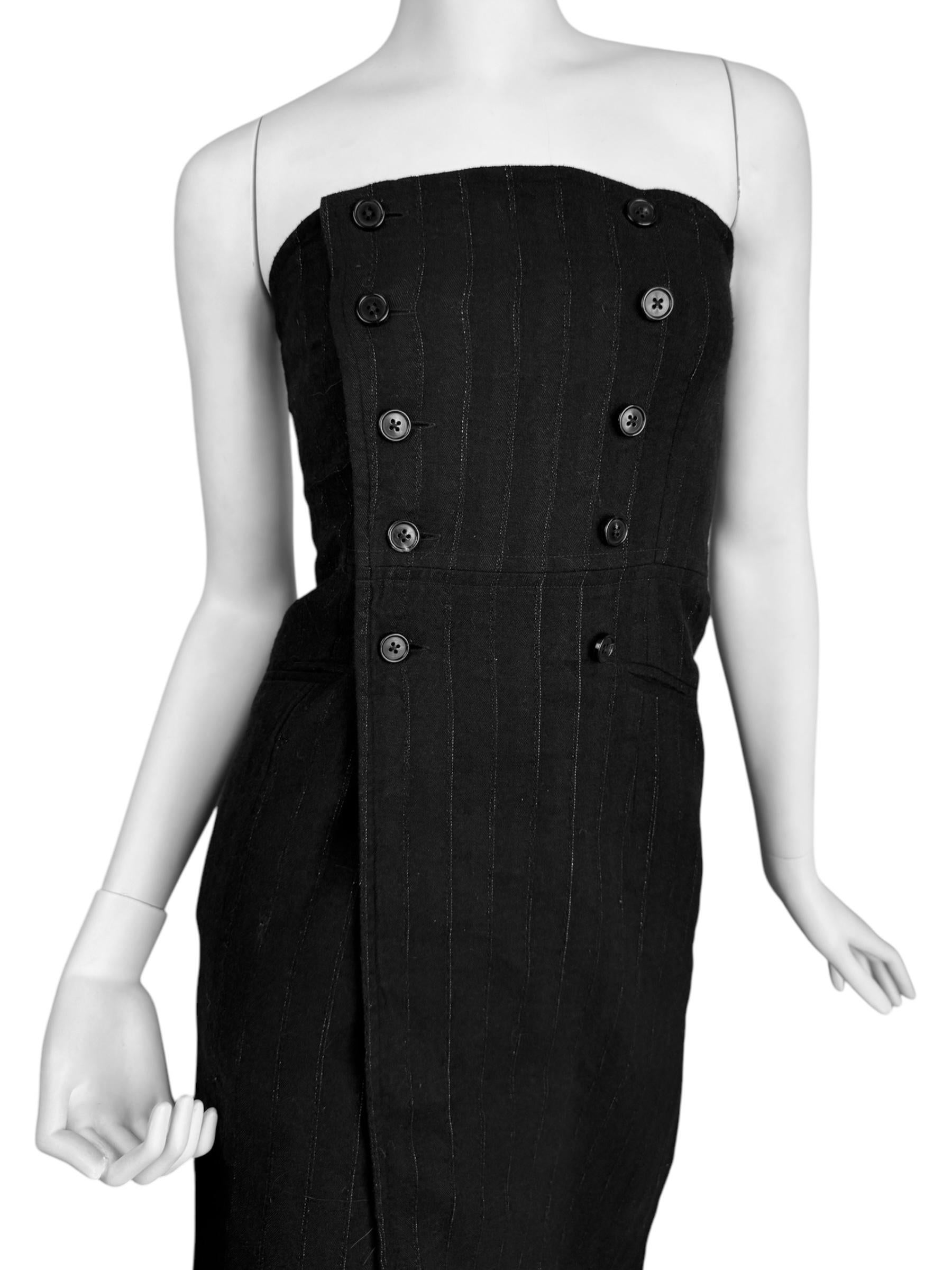 ANN DEMEULEMEESTER fw2018 BY SÉBASTIEN MEUNIER PINSTRIPED BUSTIER DRESS For Sale 1
