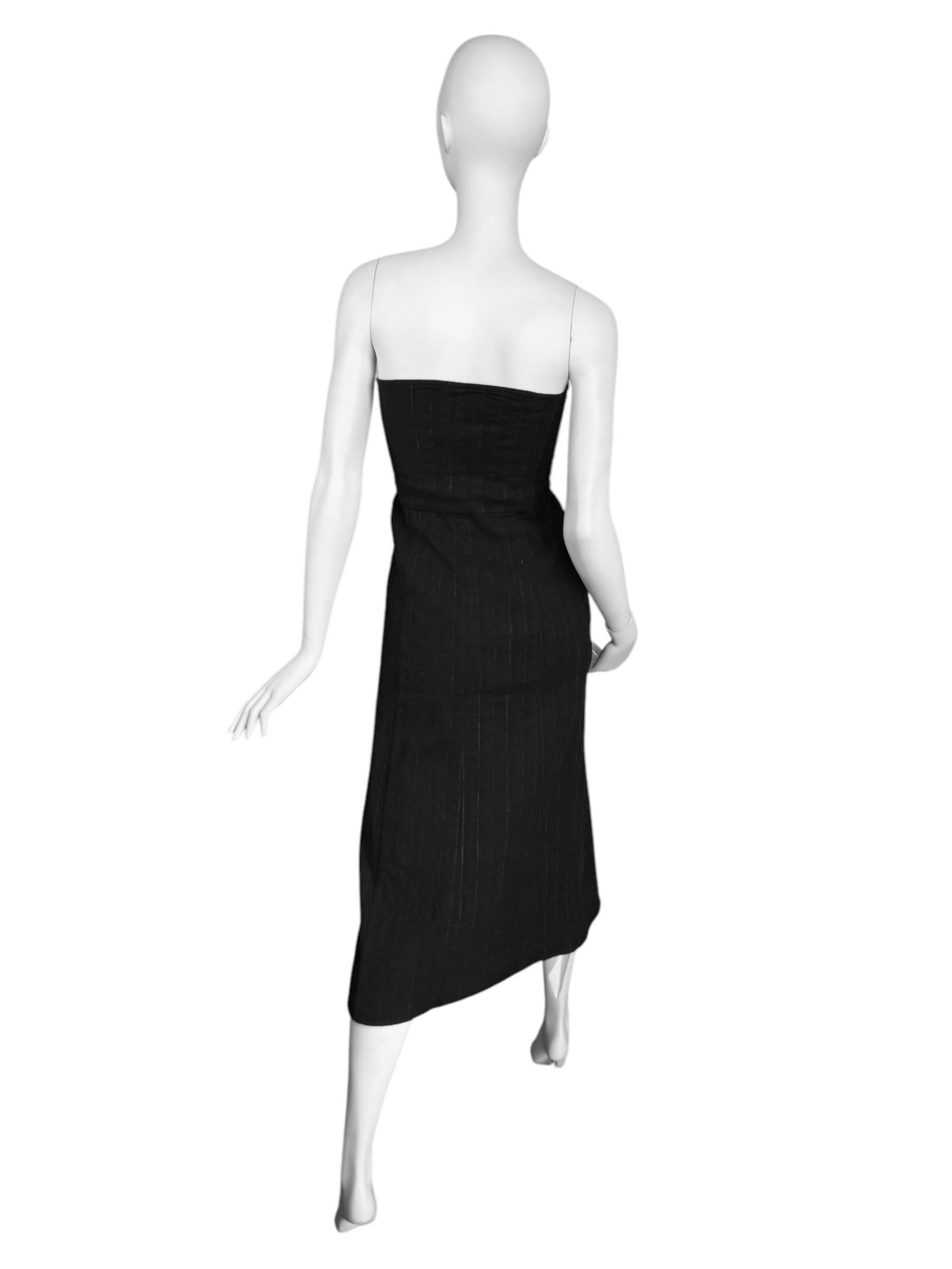 ANN DEMEULEMEESTER fw2018 BY SÉBASTIEN MEUNIER PINSTRIPED BUSTIER DRESS For Sale 2