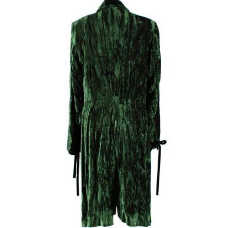 Ann Demeulemeester Green Crushed Velvet Coat In Excellent Condition For Sale In London, GB