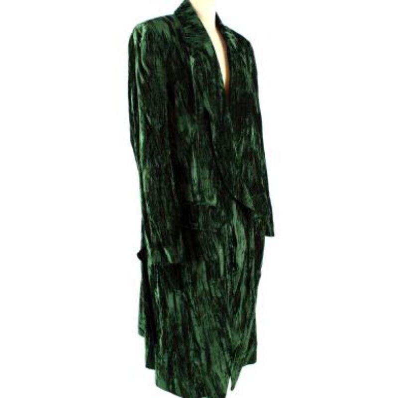 Women's Ann Demeulemeester Green Crushed Velvet Coat For Sale