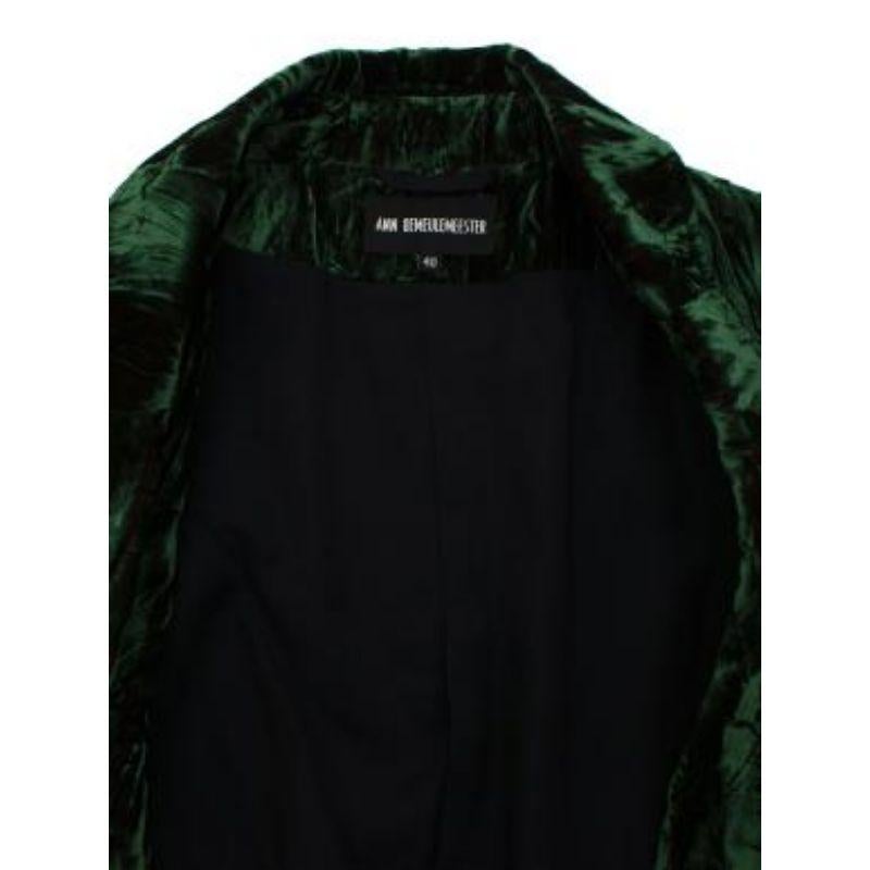 Ann Demeulemeester Green Crushed Velvet Coat For Sale 5
