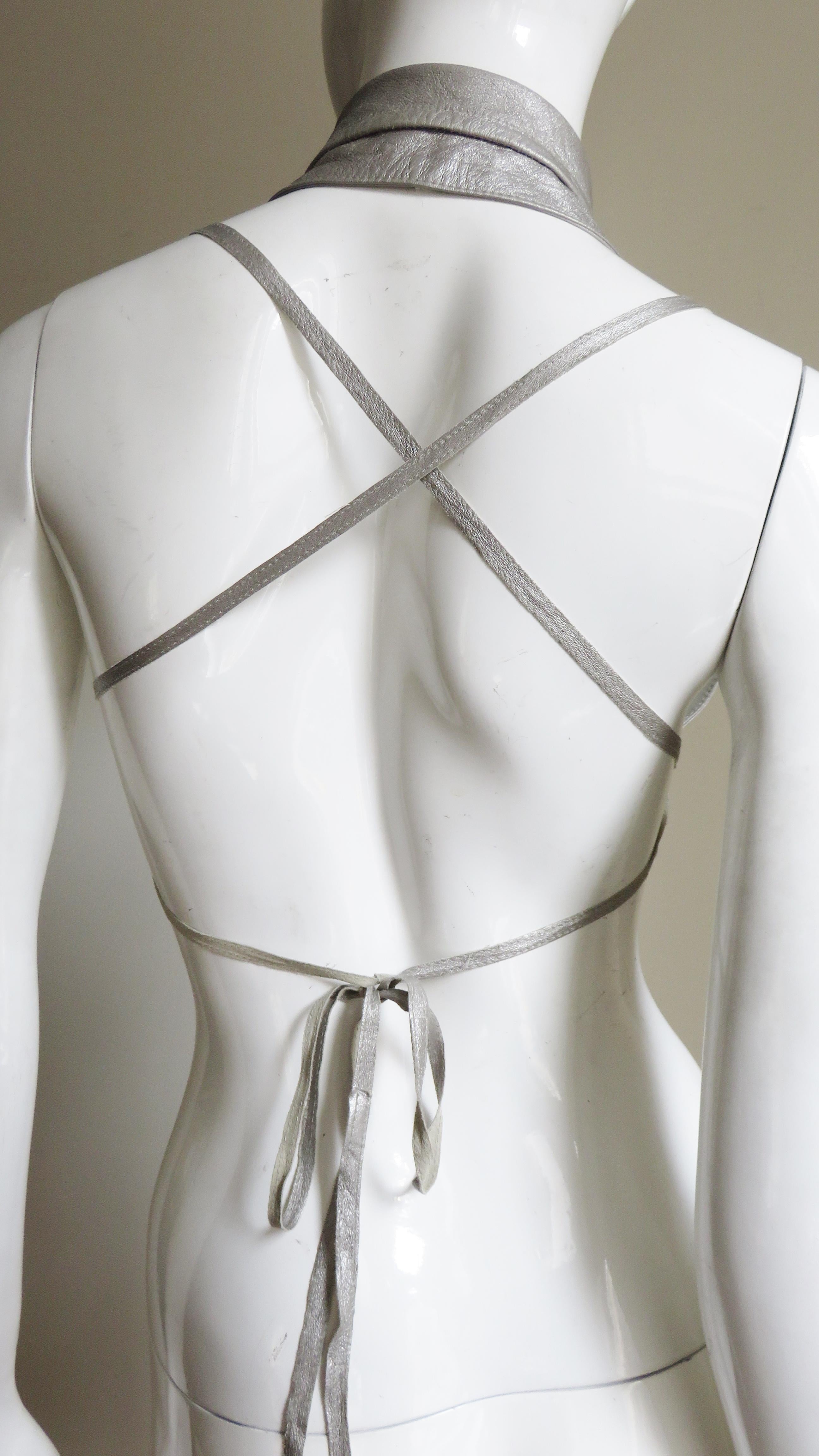 Women's Ann Demeulemeester Leather Backless Lace up Vest