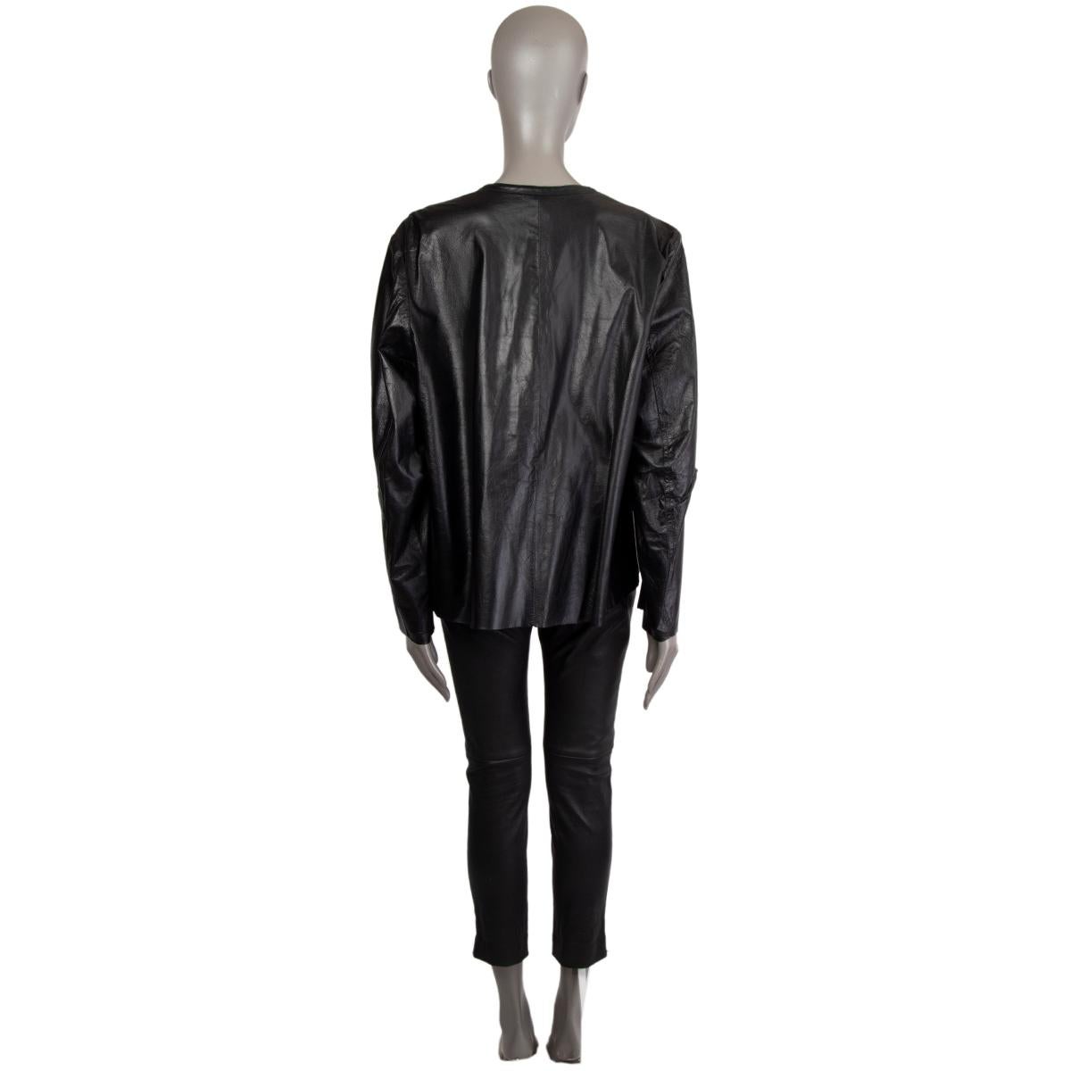 Black ANN DEMEULEMEESTER leather OPEN Jacket 42 L