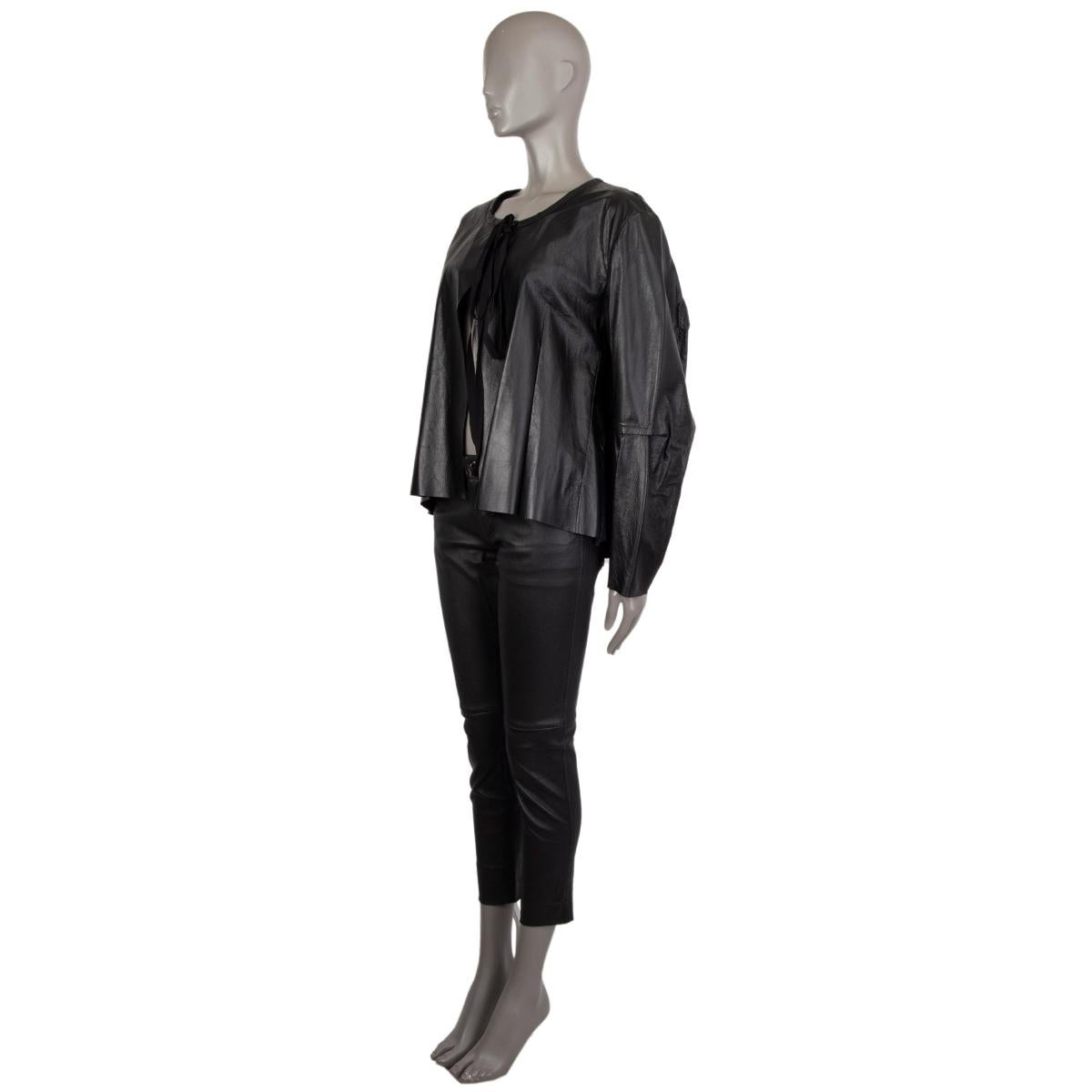 ANN DEMEULEMEESTER leather OPEN Jacket 42 L In Excellent Condition In Zürich, CH