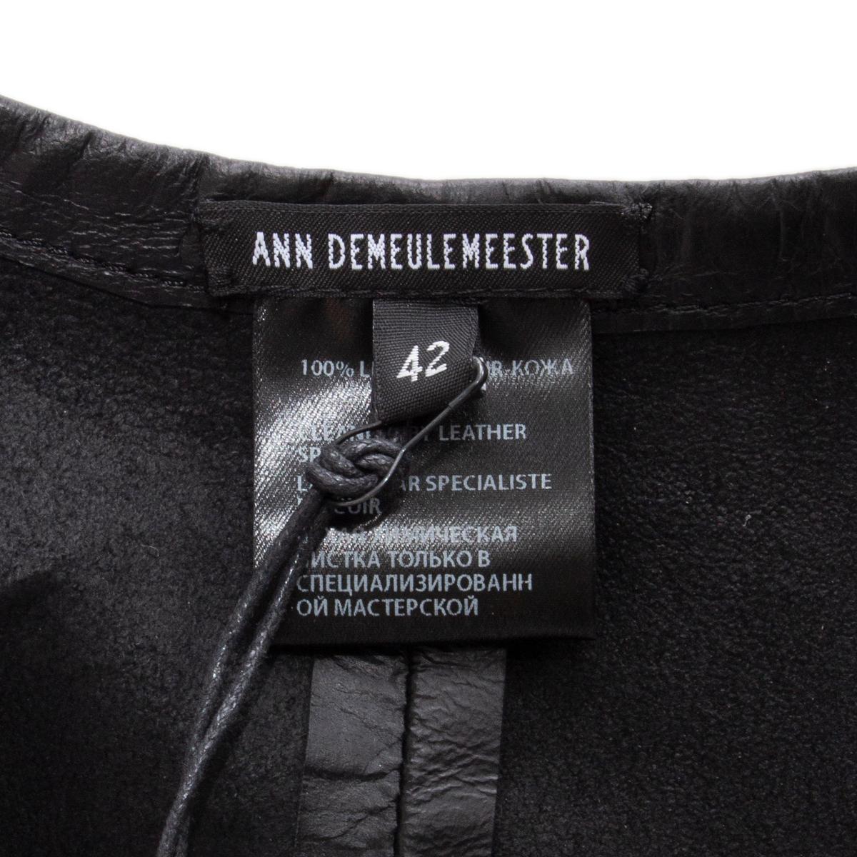 ANN DEMEULEMEESTER leather OPEN Jacket 42 L 1