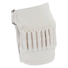 ANN DEMEULEMEESTER light grey leather ridged detail hand harness glove