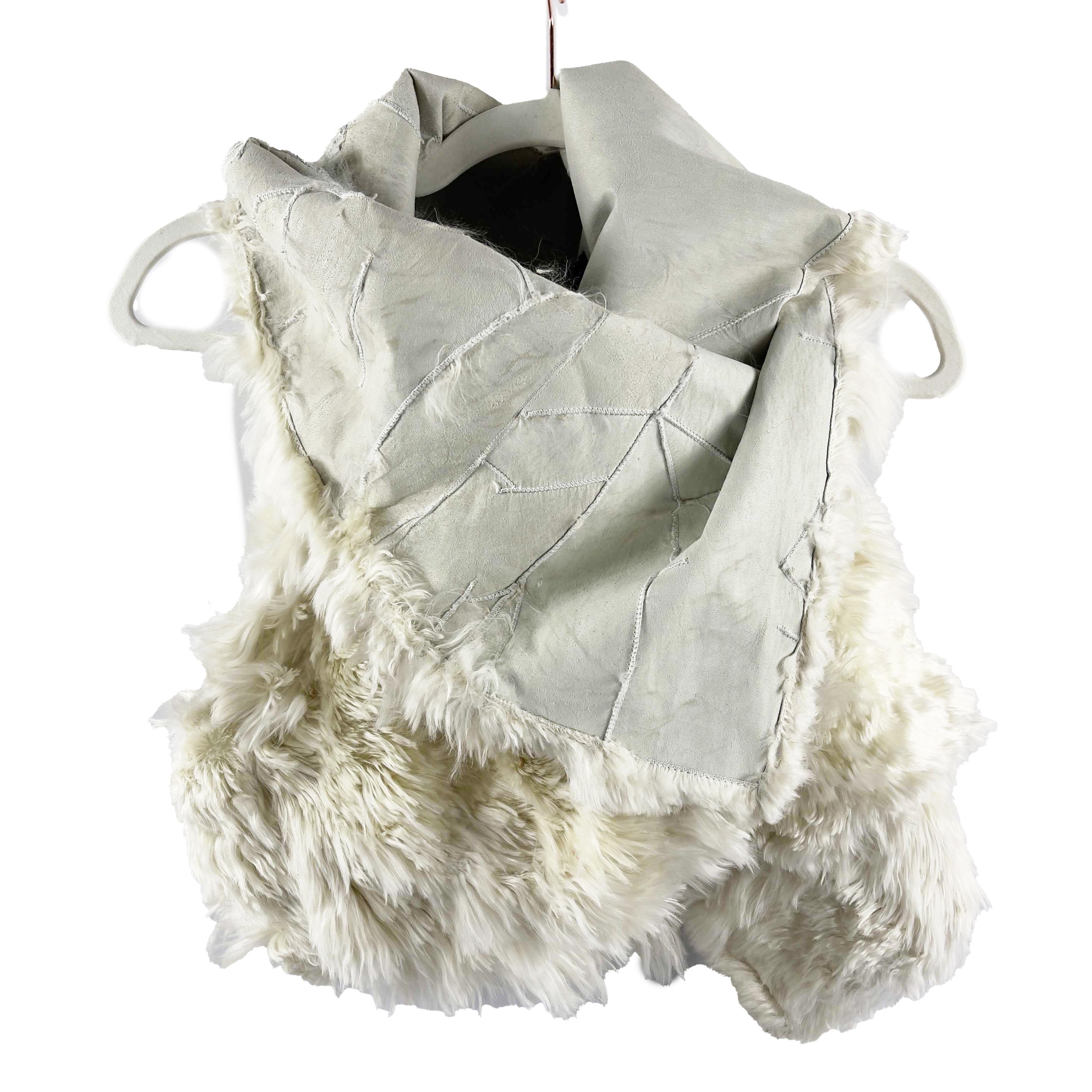 Ann Demeulemeester- Llama Shearling Fur Vest Jacket Ivory Size M 1