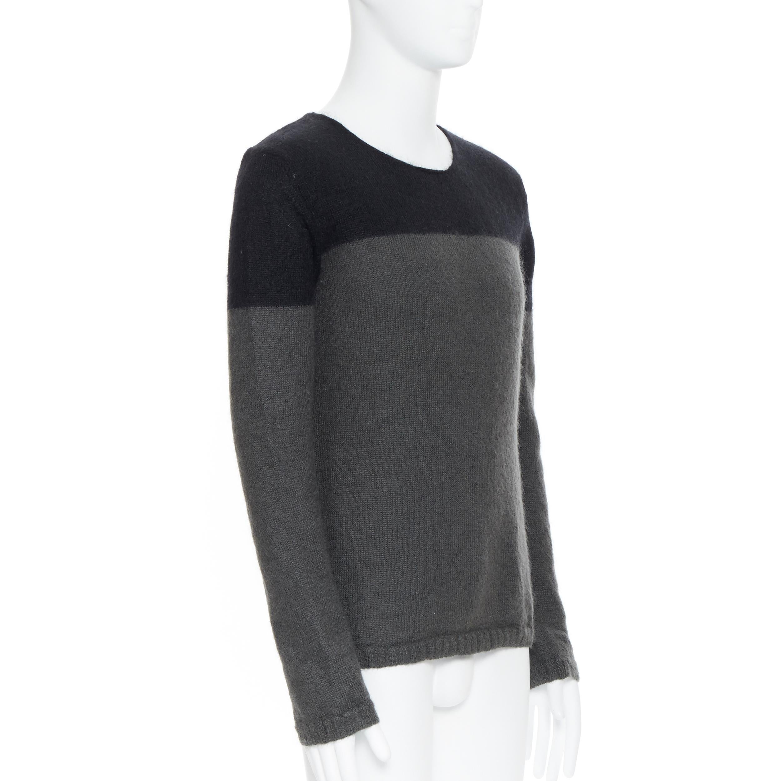 Black ANN DEMEULEMEESTER mohair wool black grey colorblocked sweater S