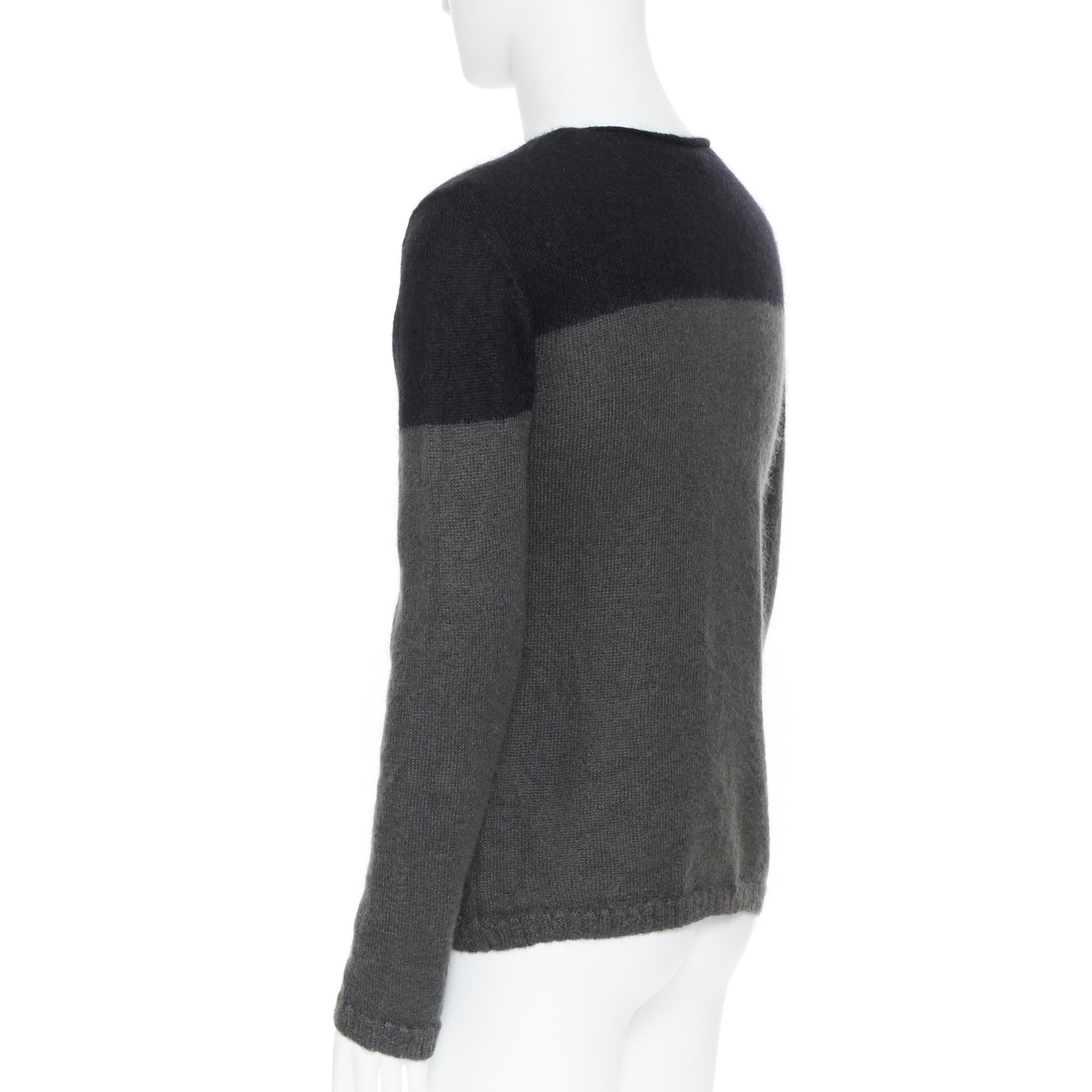 ANN DEMEULEMEESTER mohair wool black grey colorblocked sweater S 1