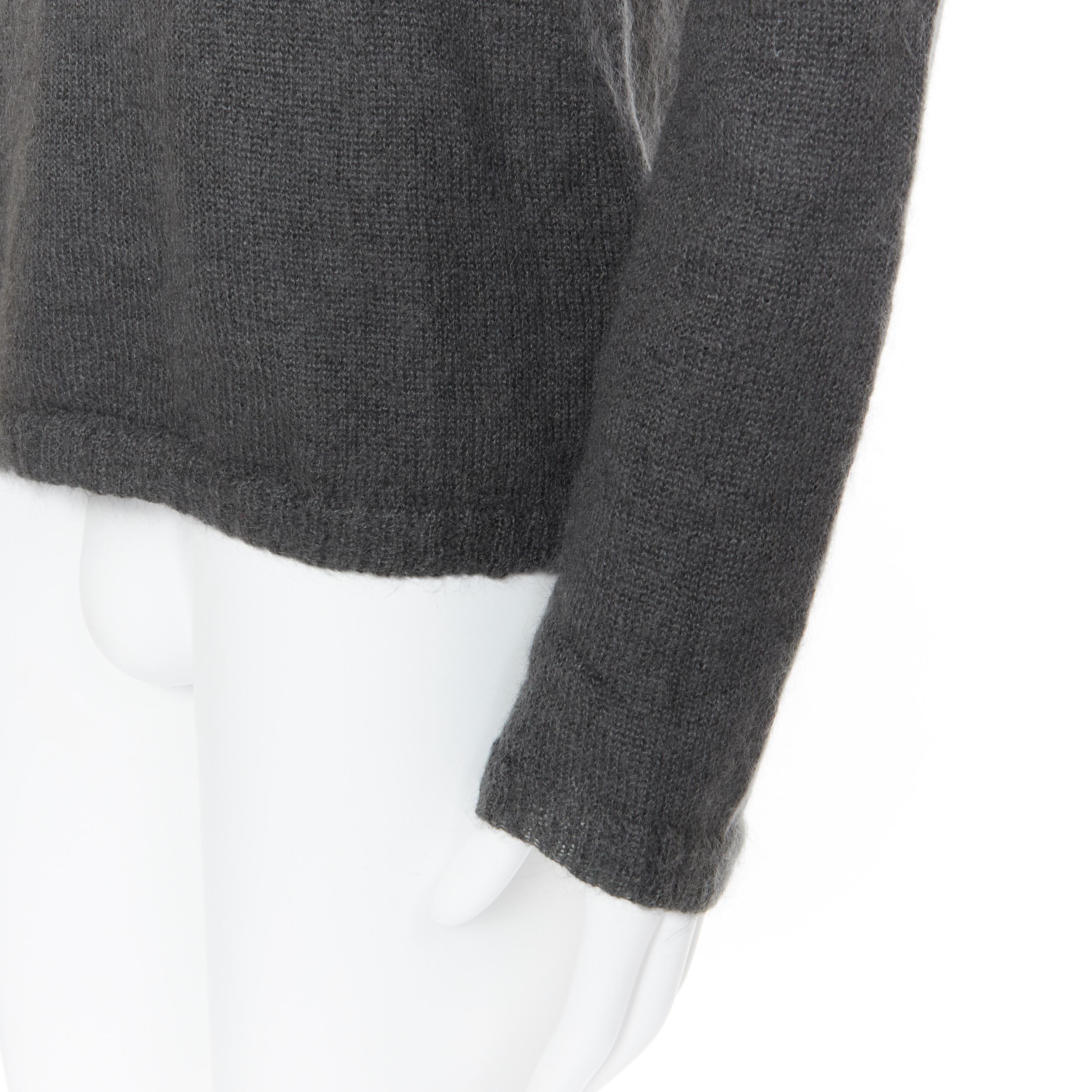 ANN DEMEULEMEESTER mohair wool black grey colorblocked sweater S For ...