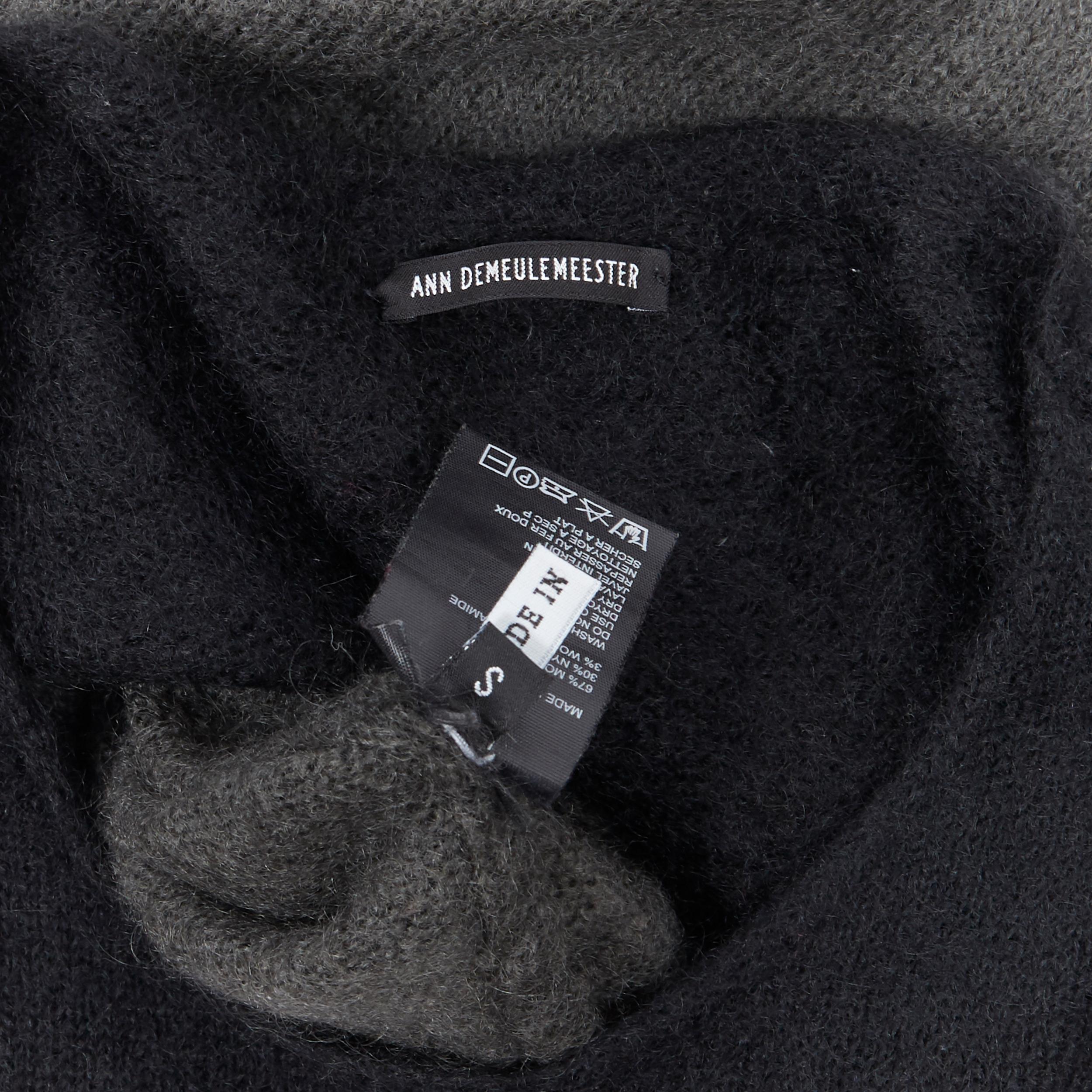 ANN DEMEULEMEESTER mohair wool black grey colorblocked sweater S 3