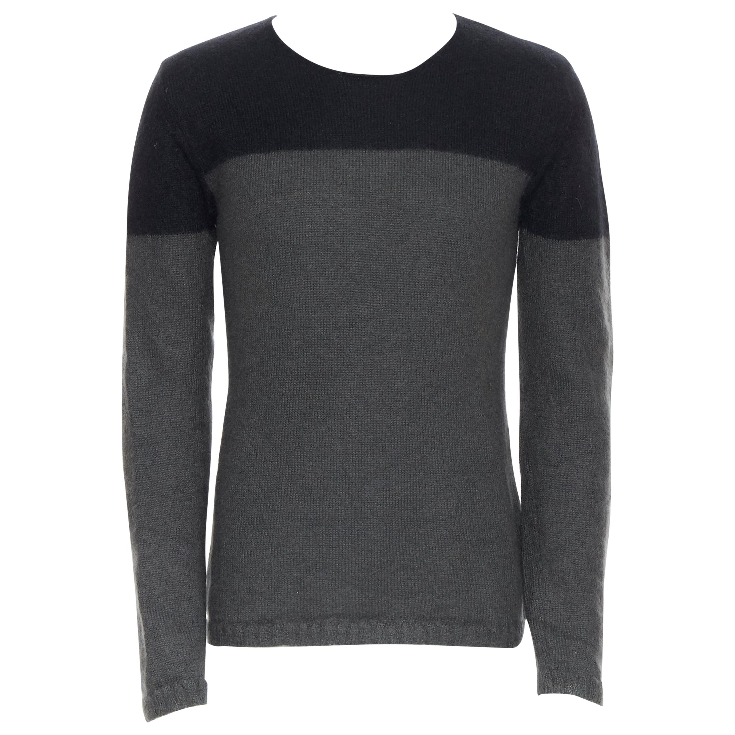 ANN DEMEULEMEESTER mohair wool black grey colorblocked sweater S