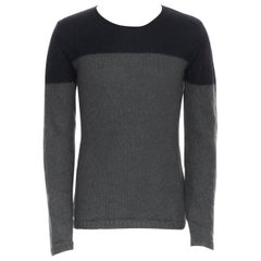 ANN DEMEULEMEESTER Pullover aus Mohairwolle Schwarz Grau Colorblocked S