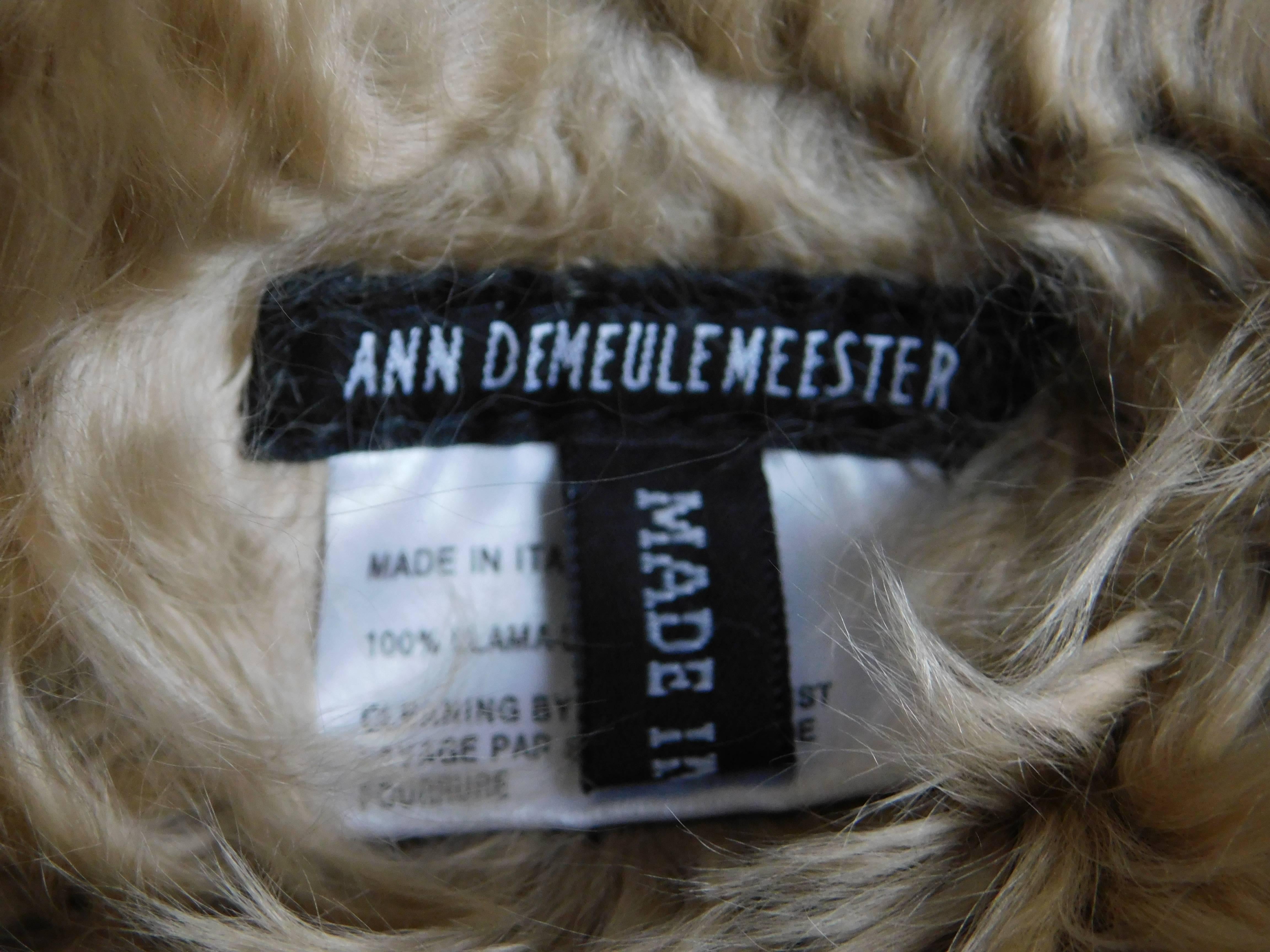 Ann Demeulemeester Natural Light Beige Llama Fur Wrap Shawl Scarf  3