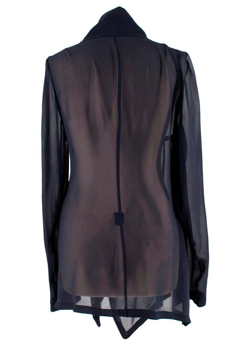 Ann Demeulemeester Marineblaue asymmetrische Seidenbluse aus reiner Seide (Schwarz)