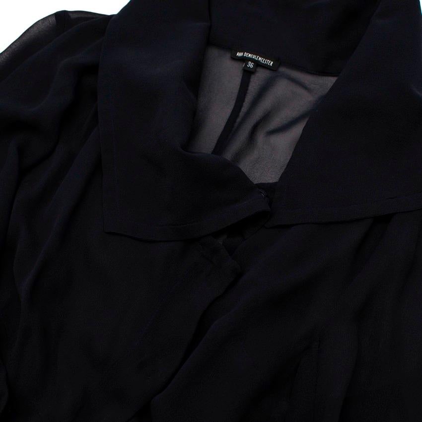 Ann Demeulemeester Marineblaue asymmetrische Seidenbluse aus reiner Seide 1