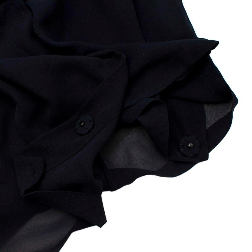 Ann Demeulemeester Marineblaue asymmetrische Seidenbluse aus reiner Seide 3