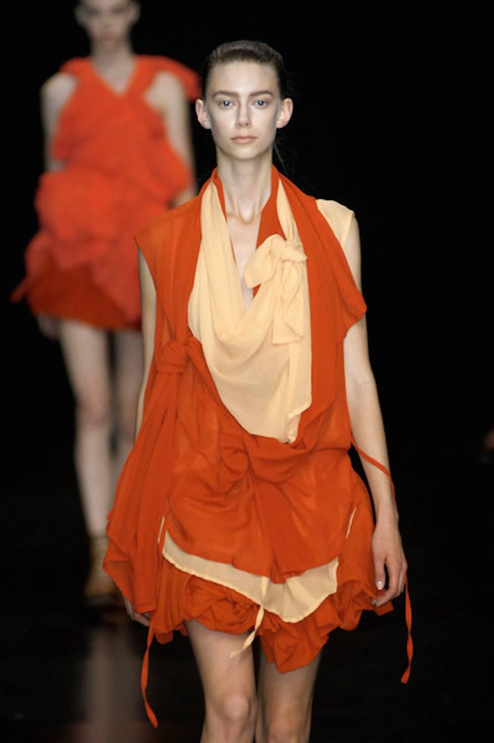 Ann Demeulemeester Orange Silk Chiffon Wrap Top/ Vest Spring 2009 2