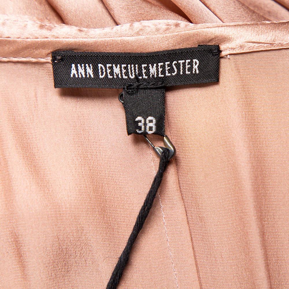 Ann Demeulemeester Pink Silk Satin Button Front Tiered Oversized Maxi Dress M In New Condition In Dubai, Al Qouz 2