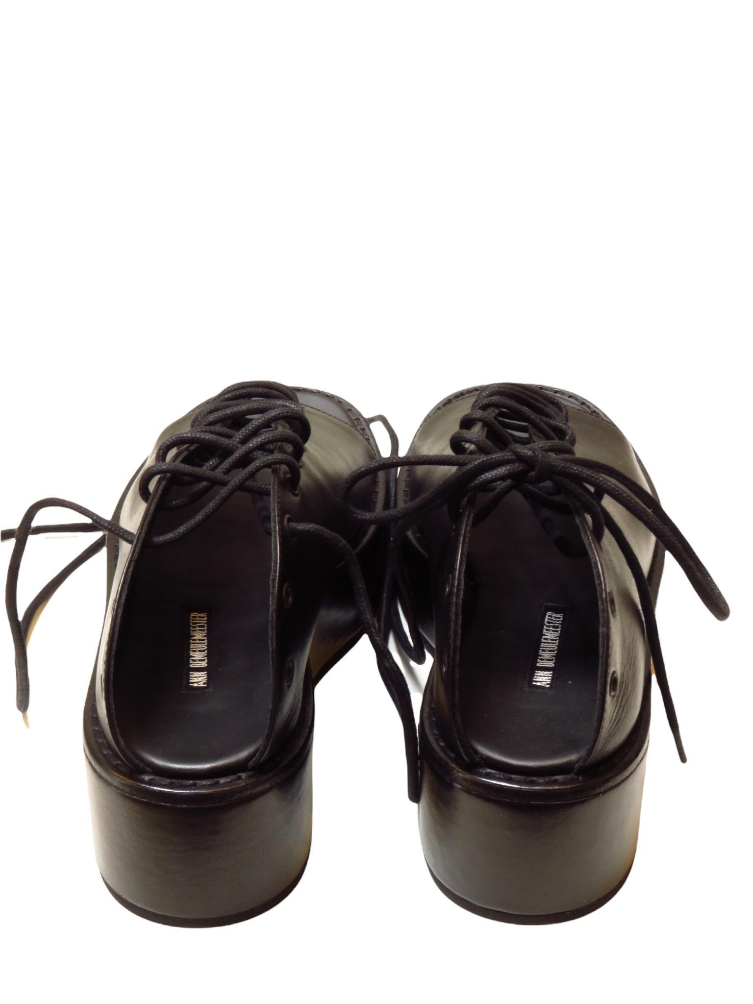 Black Ann Demeulemeester Platform Lace Up Sandal