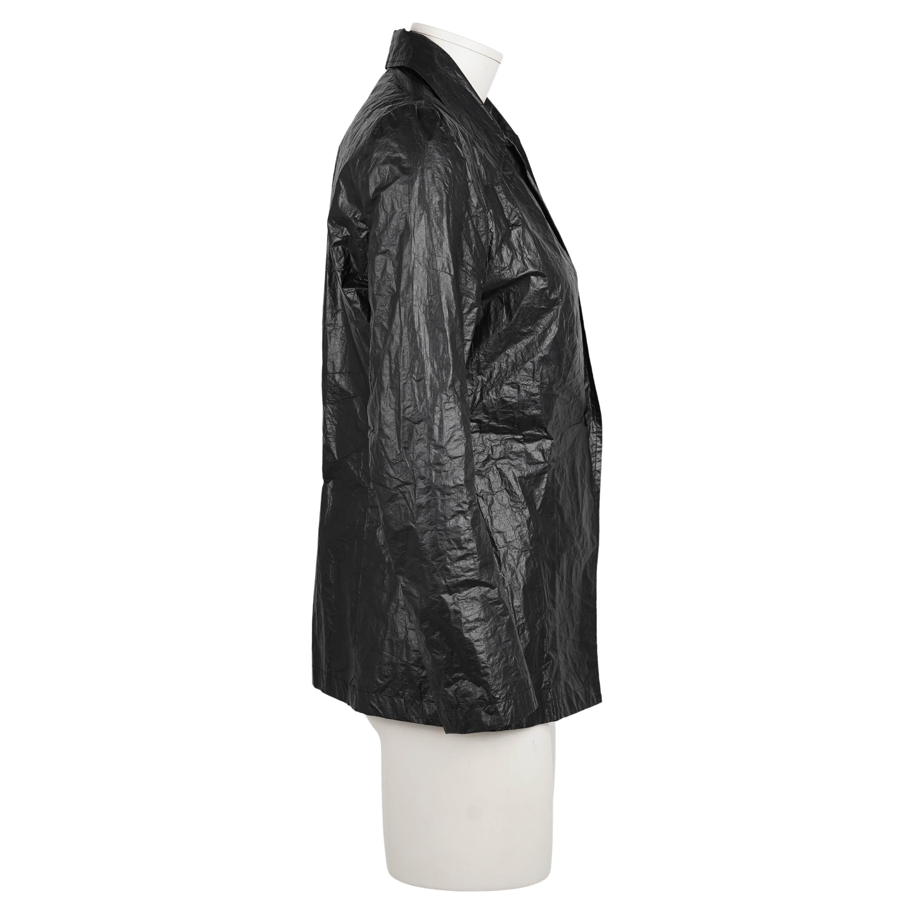 Ann Demeulemeester S/S 1996 Schwarzer Polyethylen-Blazer - Seltenes Runway-Stück im Zustand „Gut“ im Angebot in Berlin, DE