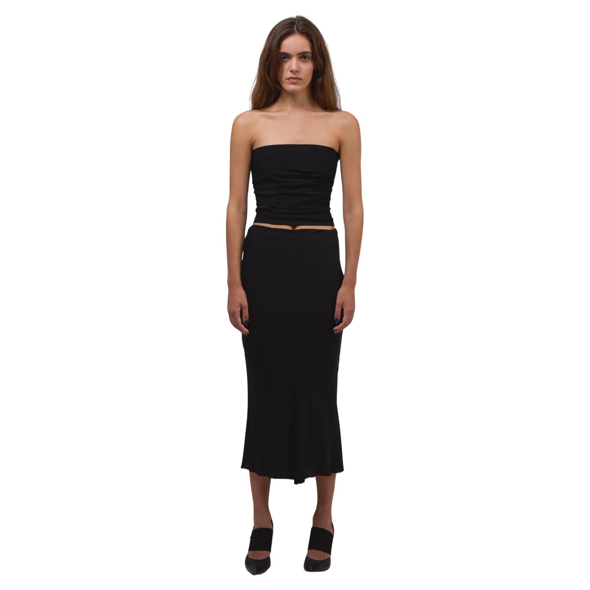 Ann Demeulemeester S/S 2006 Black Silk Maxi Skirt with Draped Back