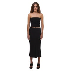 Ann Demeulemeester P/E 2006 Maxi gonna in seta nera con schiena drappeggiata