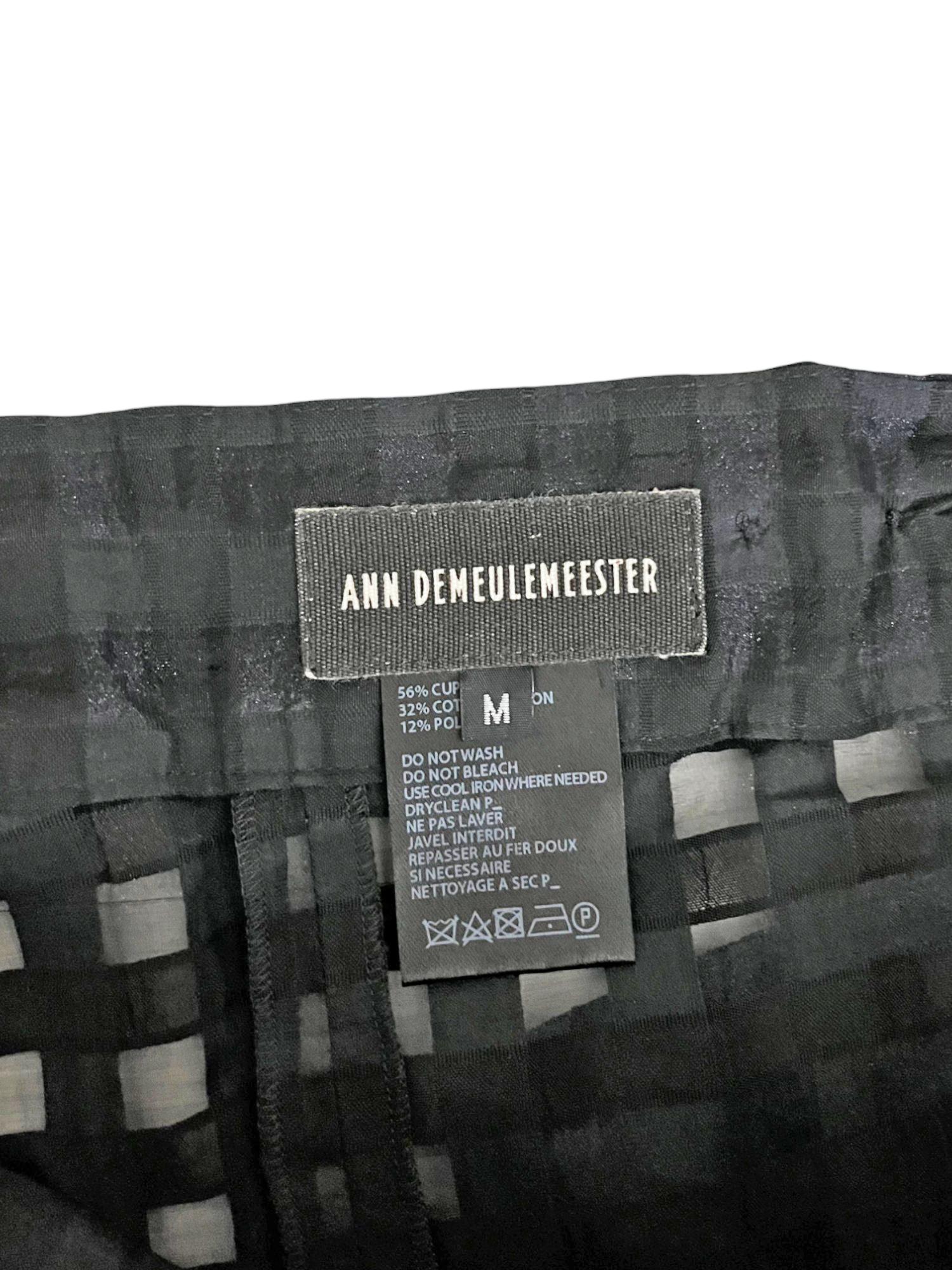 Ann Demeulemeester S/S 2016 Pantalon à carreaux semi-transparent noir en vente 2