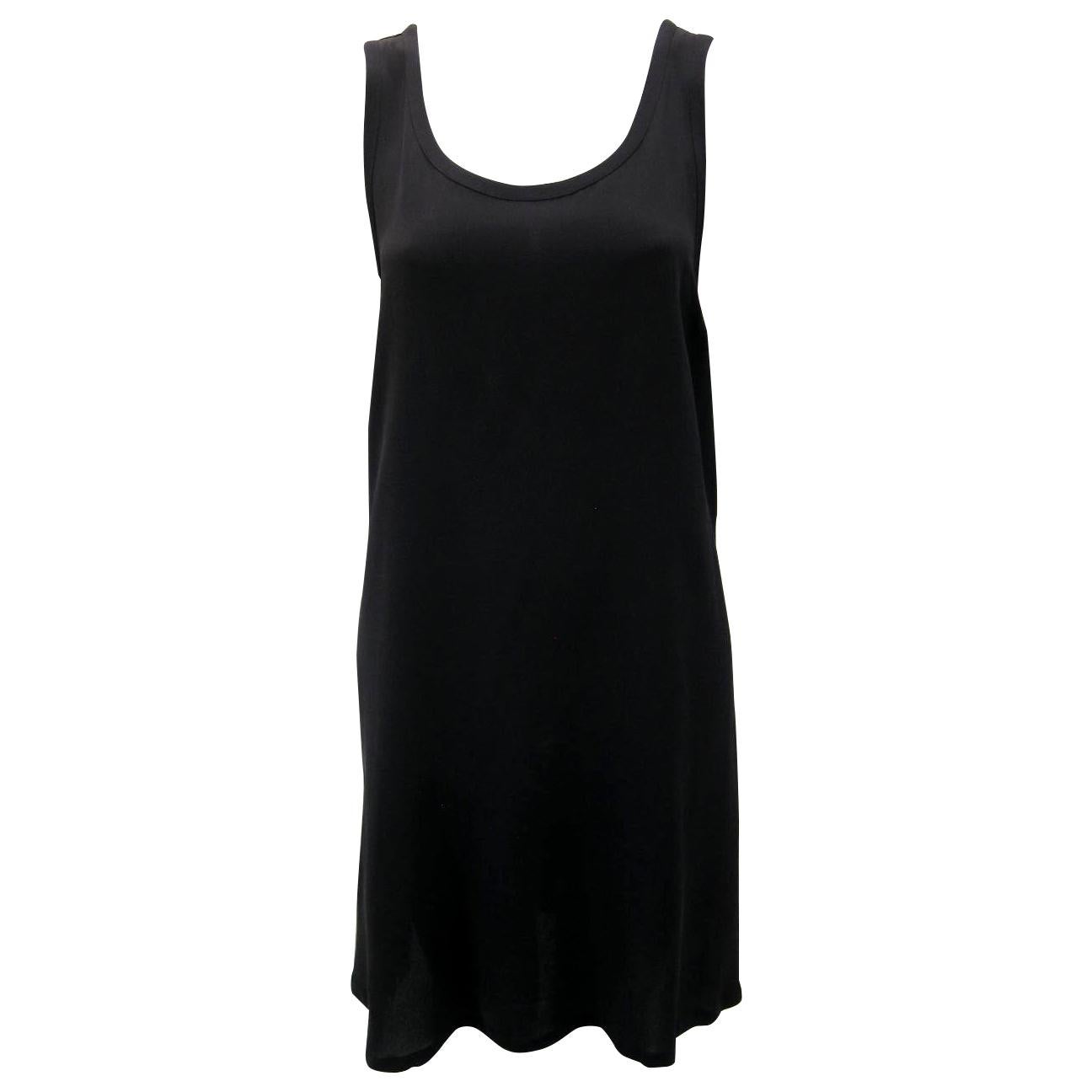 Ann Demeulemeester Simple Black Sleeveless A-Line Silk Dress