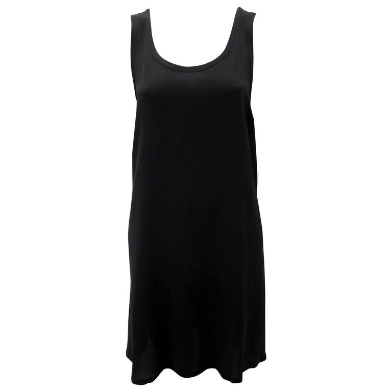 Ann Demeulemeester Simple Black Sleeveless A-Line Silk Dress For Sale at  1stDibs | simple black dress