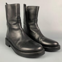 ANN DEMEULEMEESTER Size 10 Black Leather Side Zipper Boots