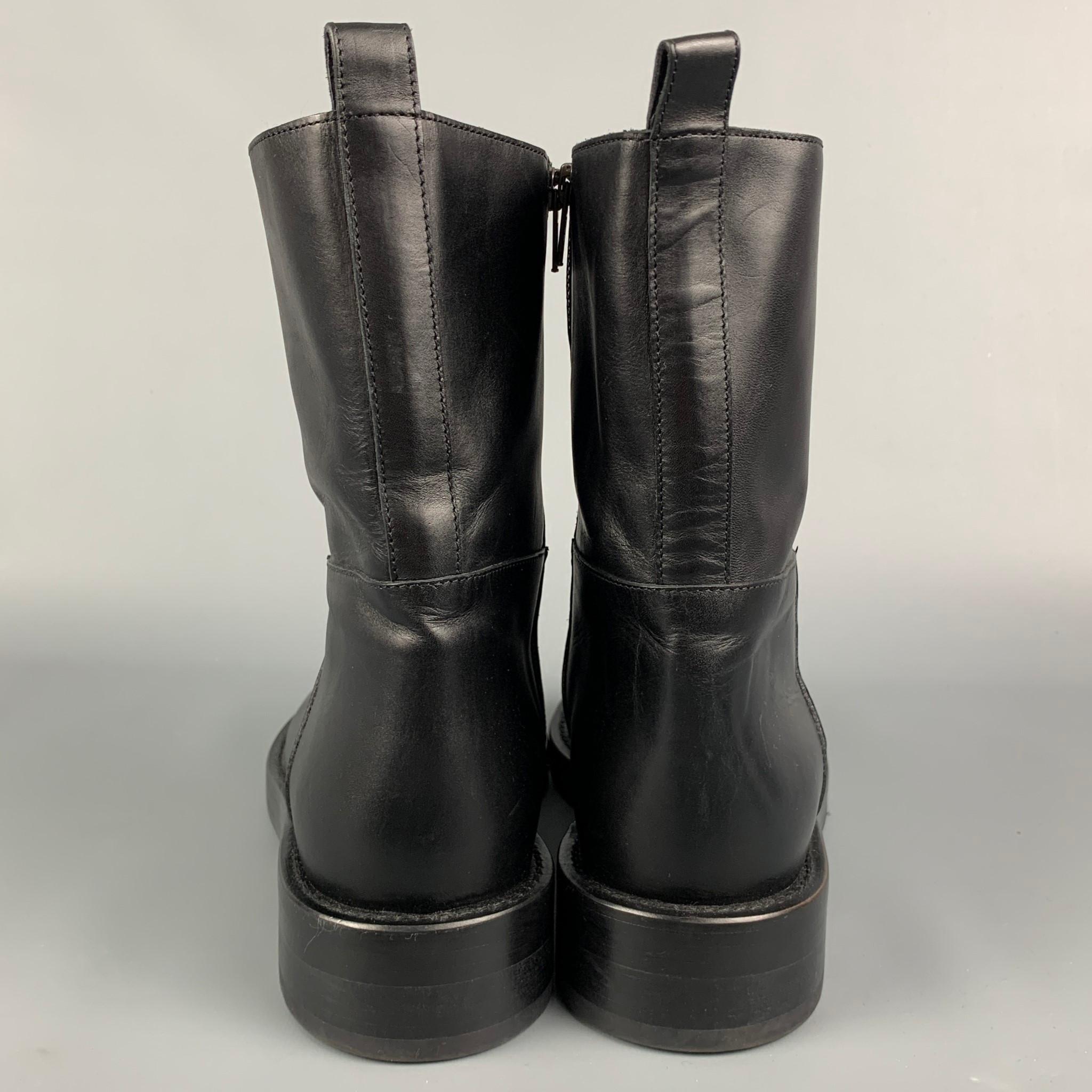 ANN DEMEULEMEESTER Size 10 Black Leather Side Zipper Boots 1