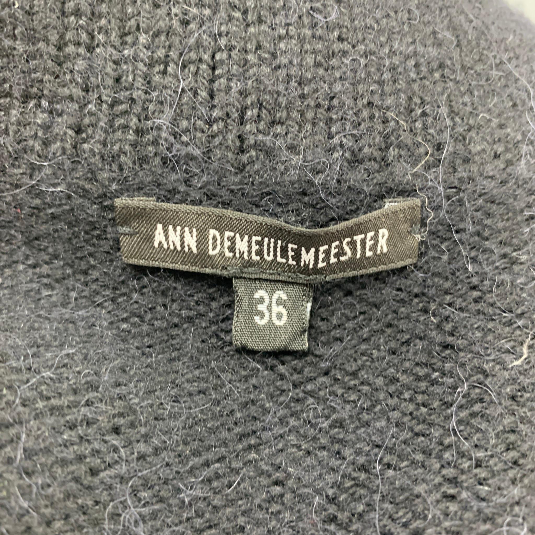 ANN DEMEULEMEESTER Size 2 Black Knitted Wool / Alpaca Cardigan In Good Condition In San Francisco, CA