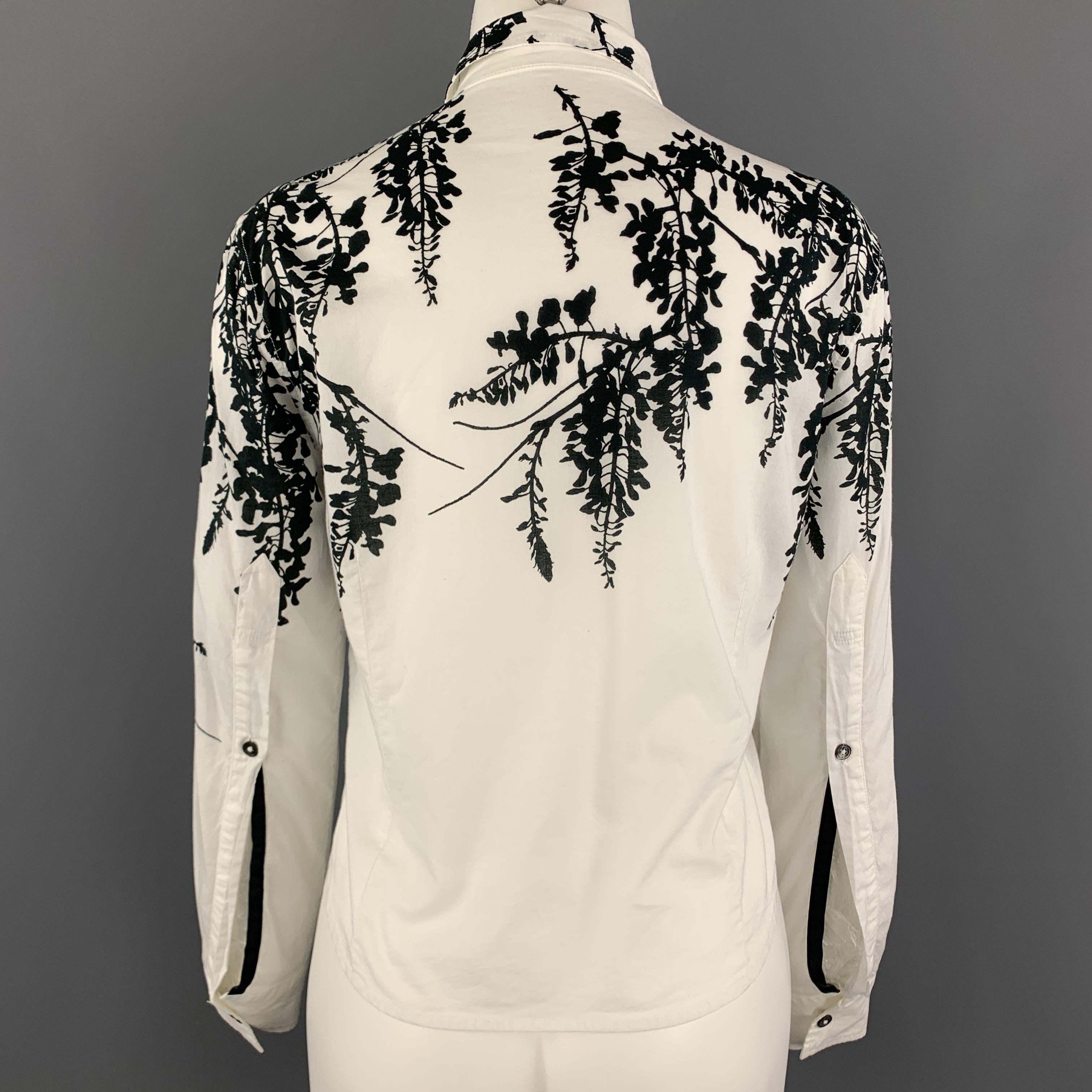 black and white floral blouse