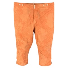 ANN DEMEULEMEESTER Size 33 Orange Embroidery Cotton Blend Casual Pants