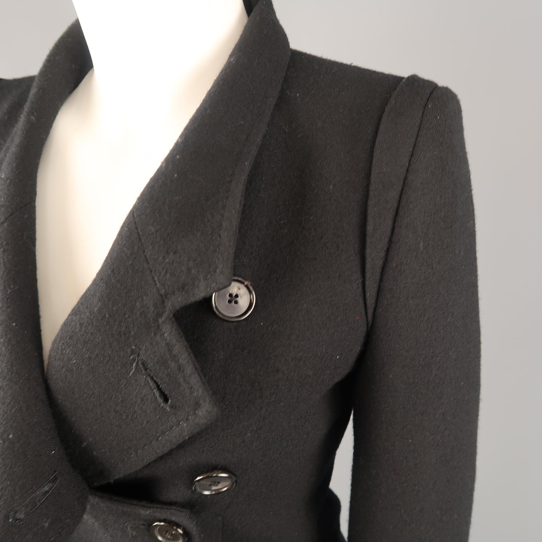 ANN DEMEULEMEESTER Size 4 Black Wool Slit Lapel Cropped Jacket In Good Condition In San Francisco, CA