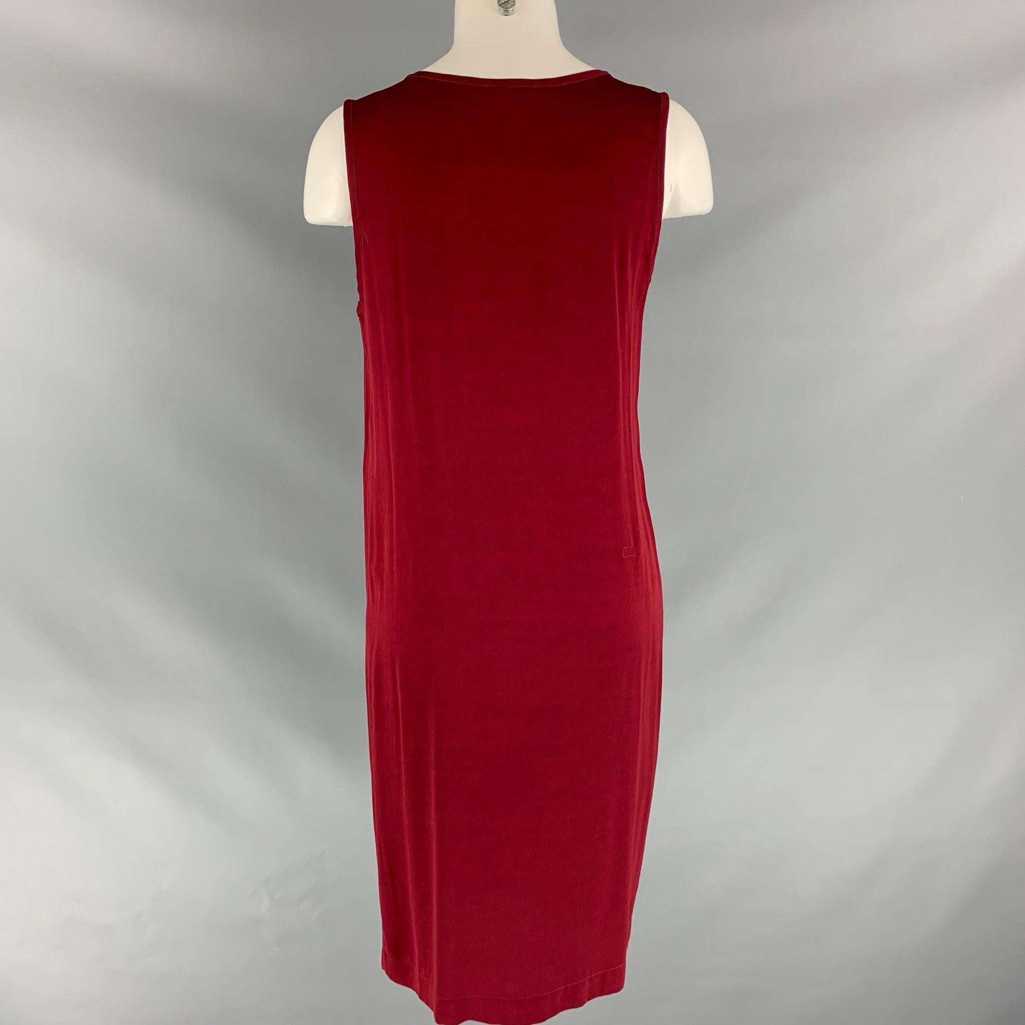 ANN DEMEULEMEESTER Size 4 Burgundy Rayon Solid Dress In Good Condition For Sale In San Francisco, CA