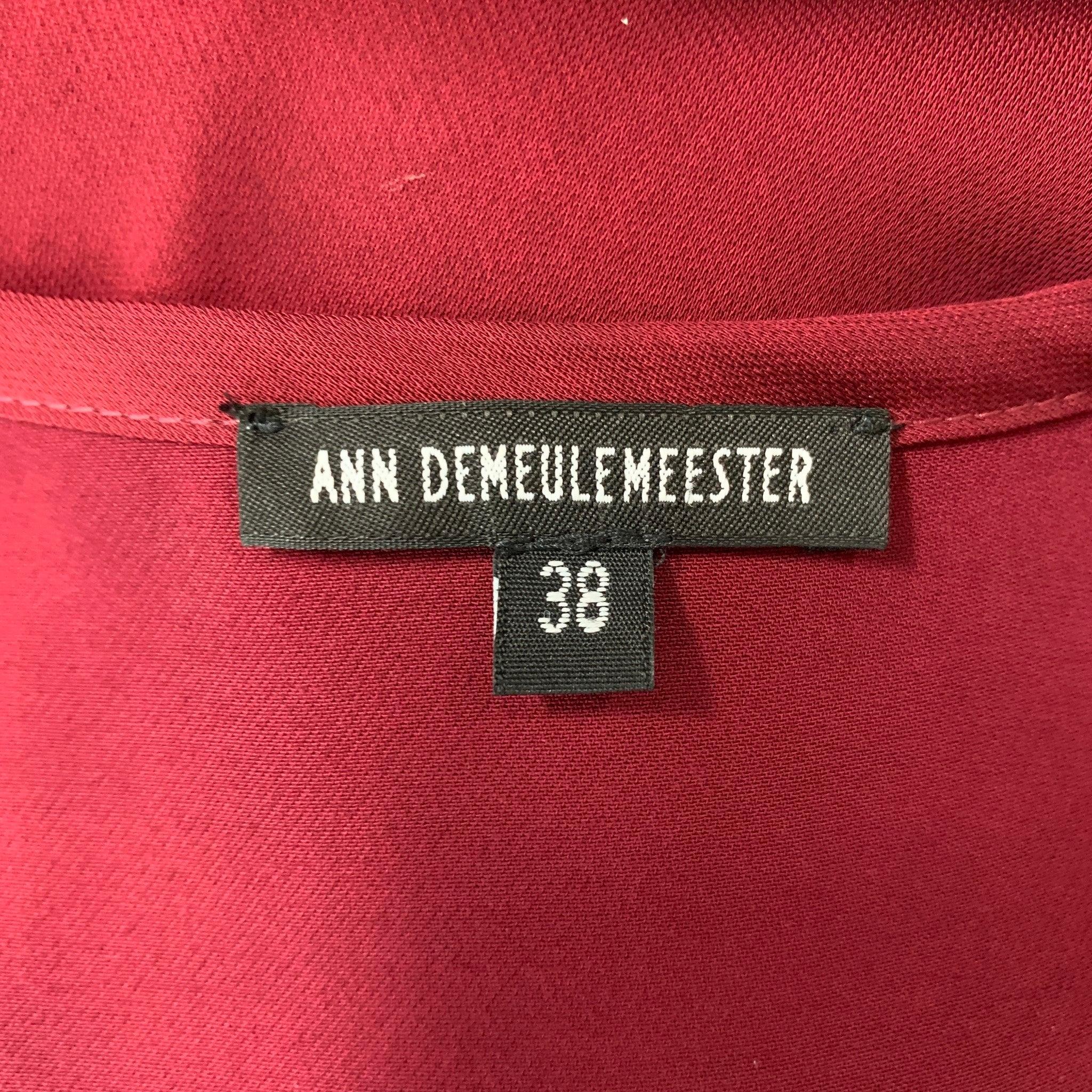 Women's ANN DEMEULEMEESTER Size 4 Burgundy Rayon Solid Dress For Sale