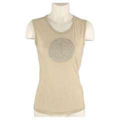 ANN DEMEULEMEESTER T-Shirt aus silberner Baumwolle mit Kreisen, Größe 6