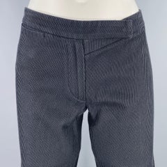 ANN DEMEULEMEESTER Size 6 Black Cotton Textured Flat Front Casual Pants