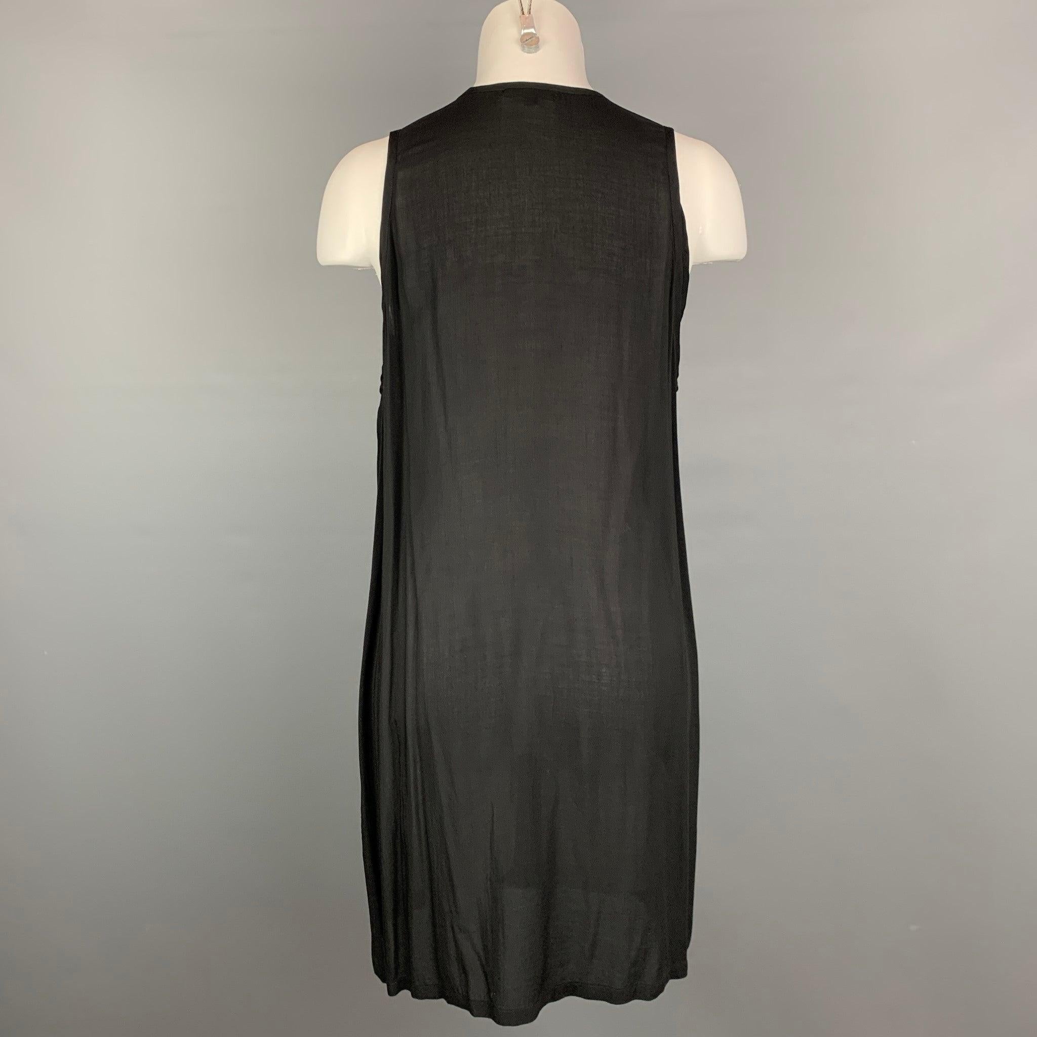 ANN DEMEULEMEESTER Size 6 Black Ruffled Shift Dress In Good Condition For Sale In San Francisco, CA