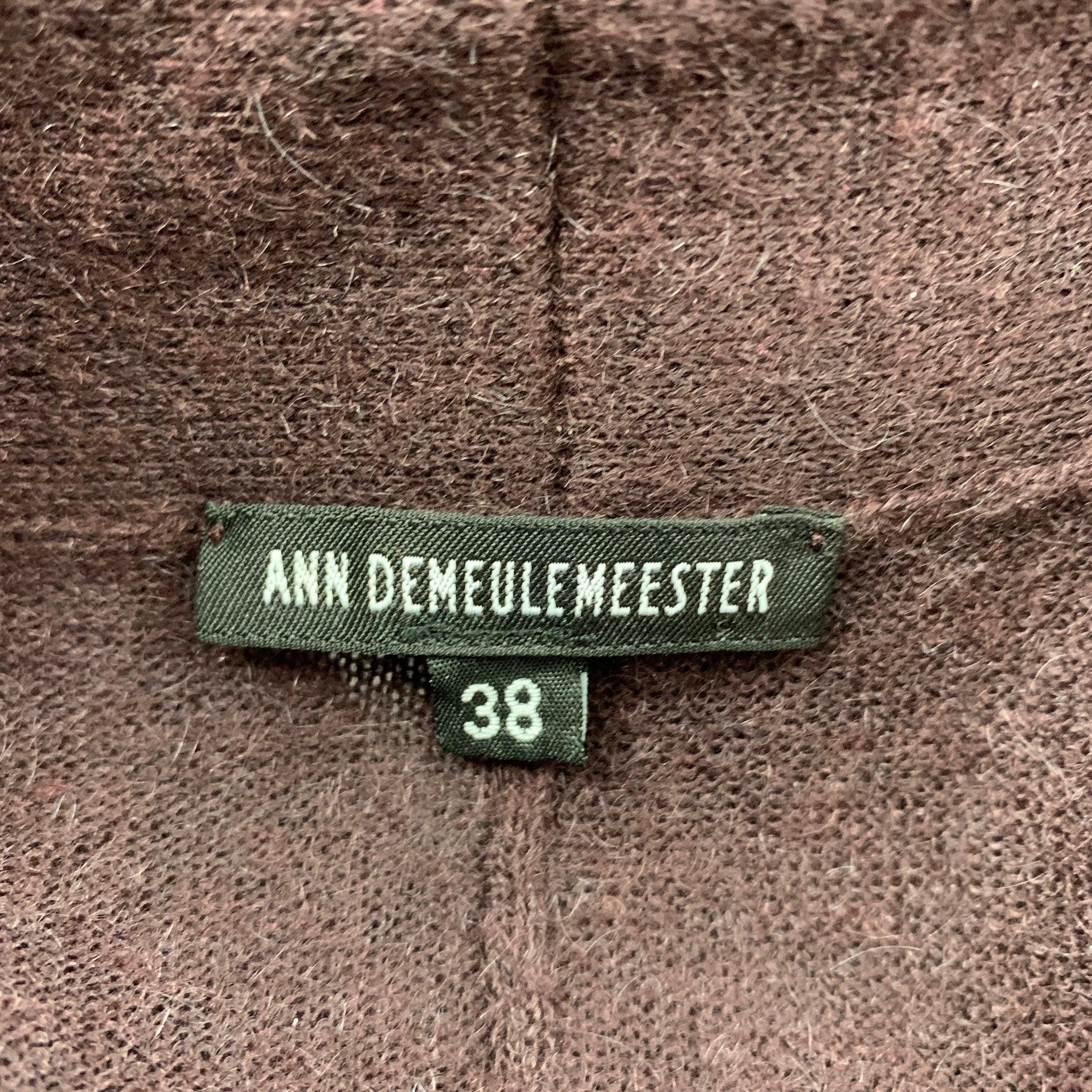 ANN DEMEULEMEESTER Size 6 Burgundy Cashmere Blend Knitted Cardigan For Sale 2