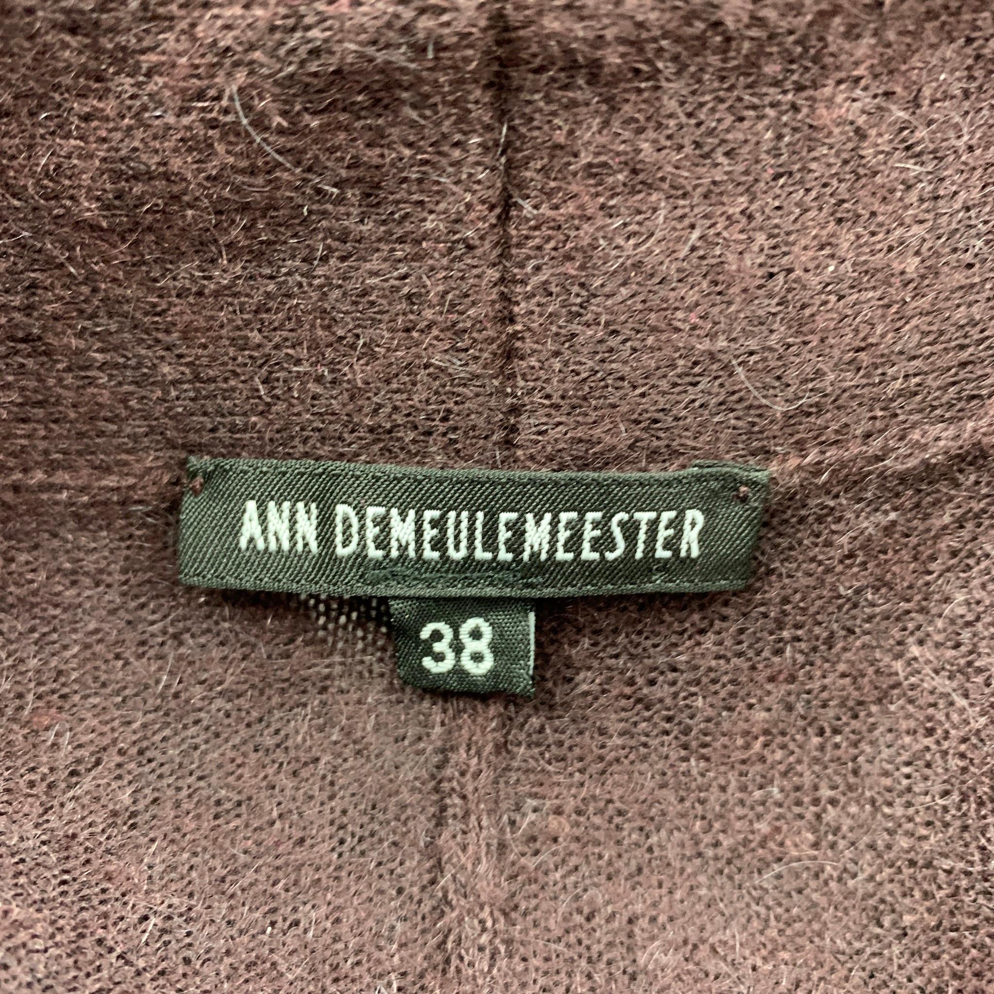 ANN DEMEULEMEESTER Size 6 Burgundy Cashmere Blend Knitted Cardigan 1