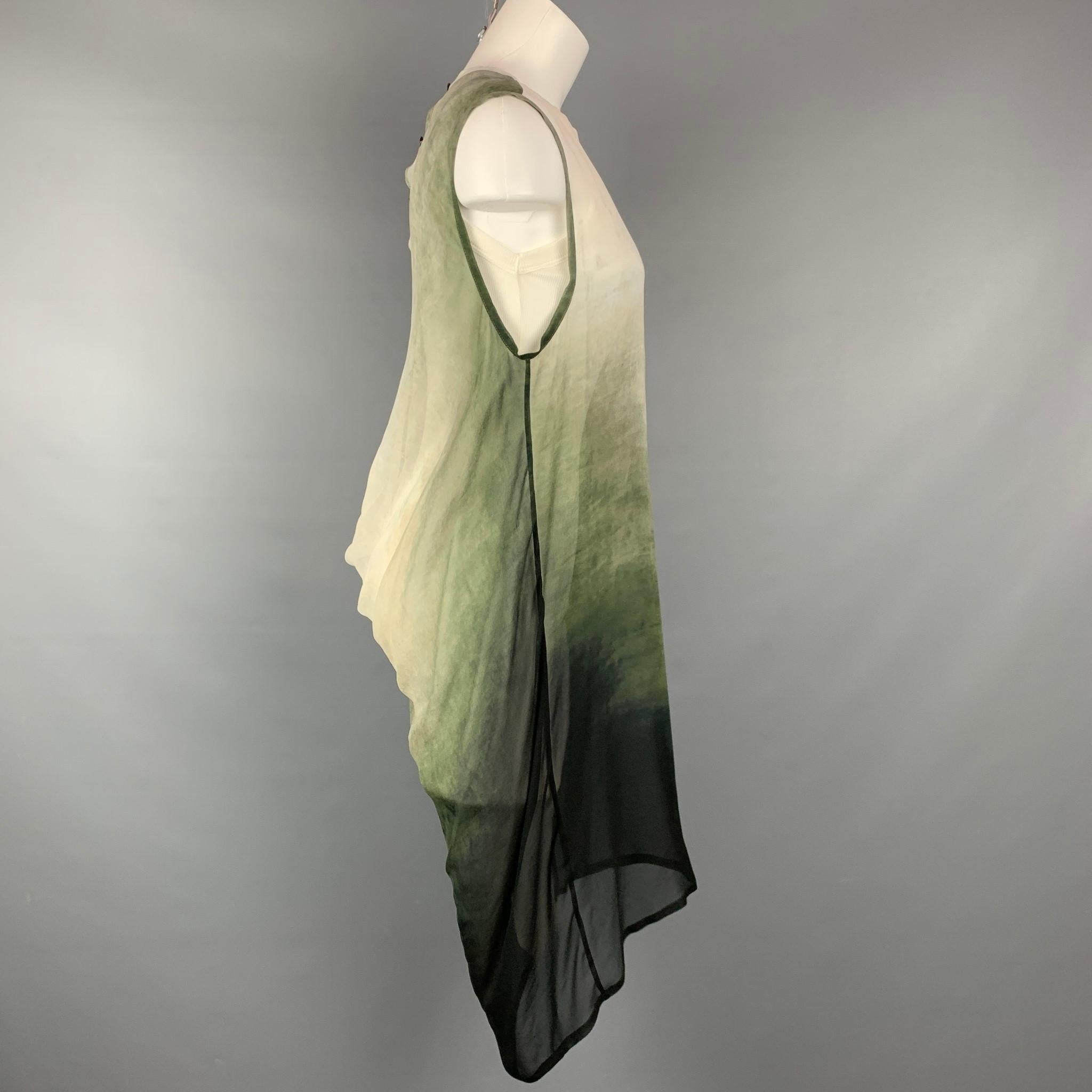 Beige ANN DEMEULEMEESTER Size 6 Green & White Ombre Modal / Cashmere Dress