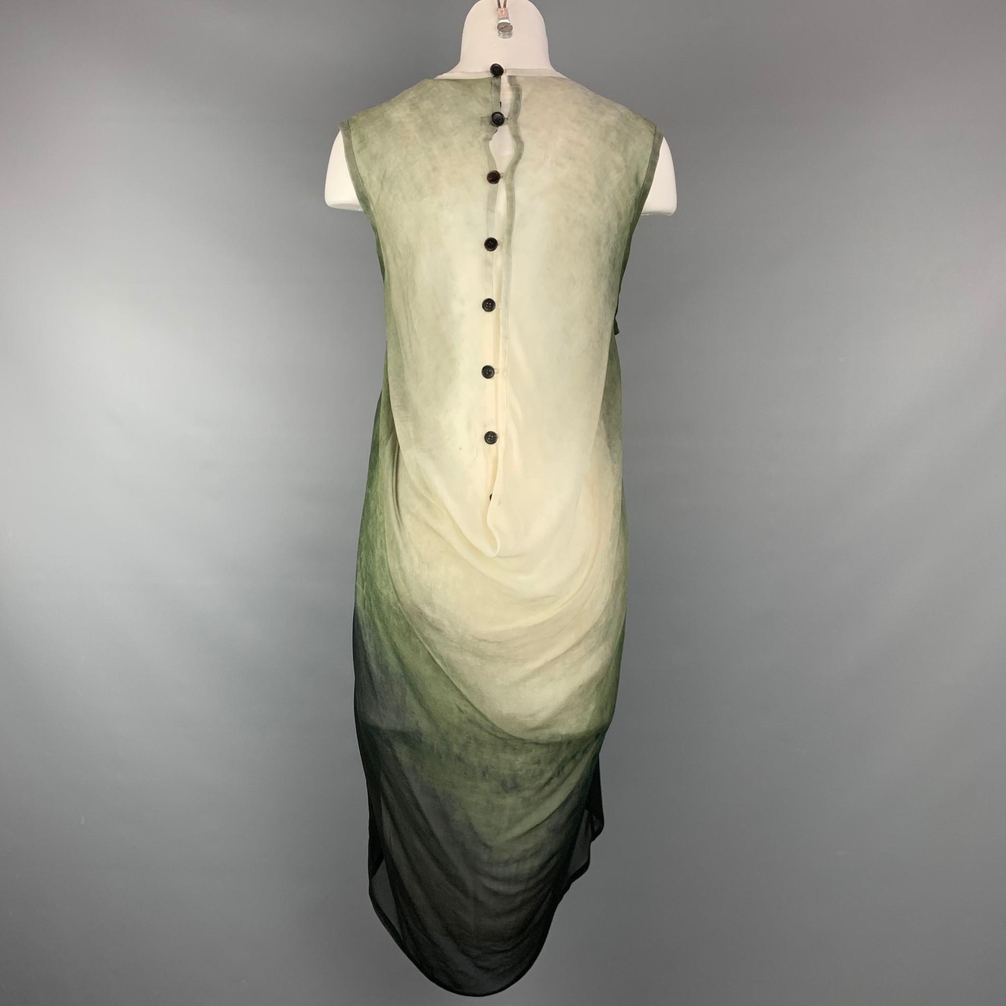 ANN DEMEULEMEESTER Size 6 Green & White Ombre Modal / Cashmere Dress In Good Condition In San Francisco, CA