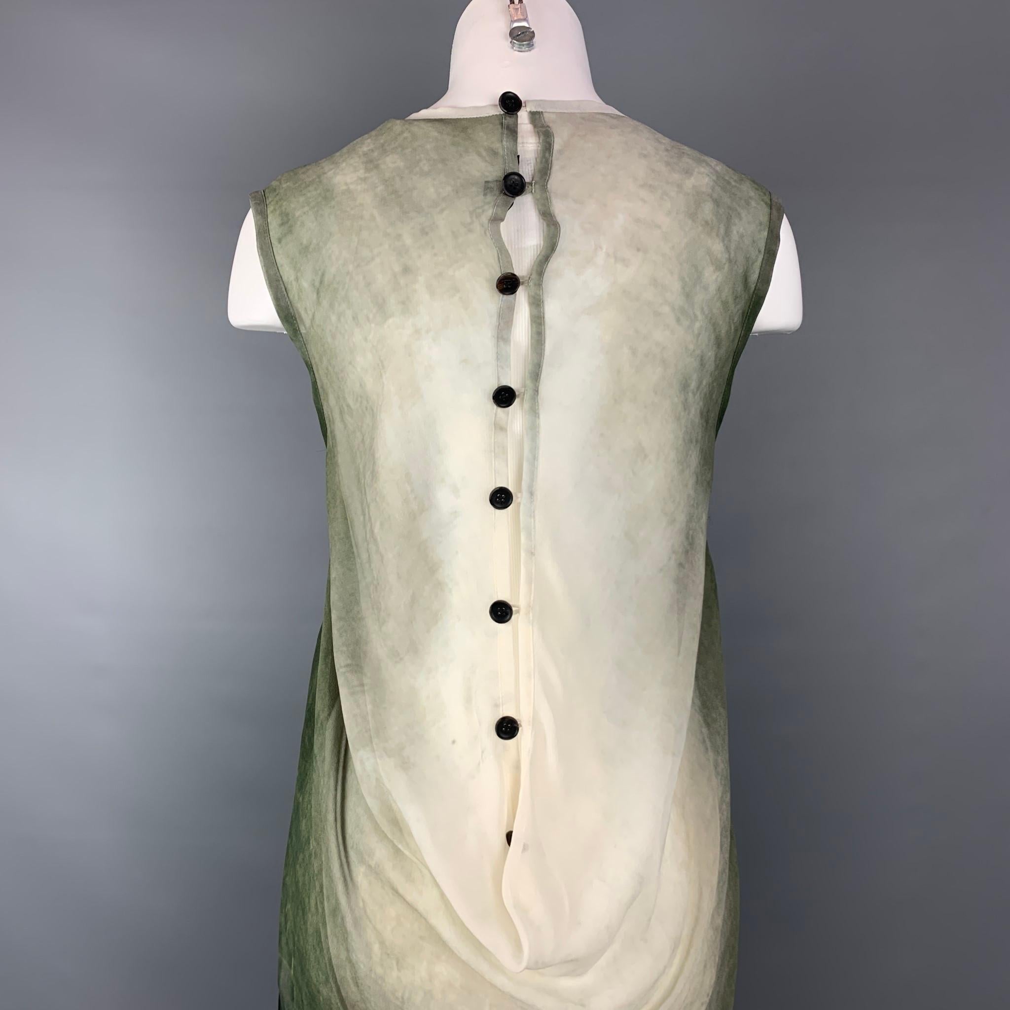 Women's ANN DEMEULEMEESTER Size 6 Green & White Ombre Modal / Cashmere Dress