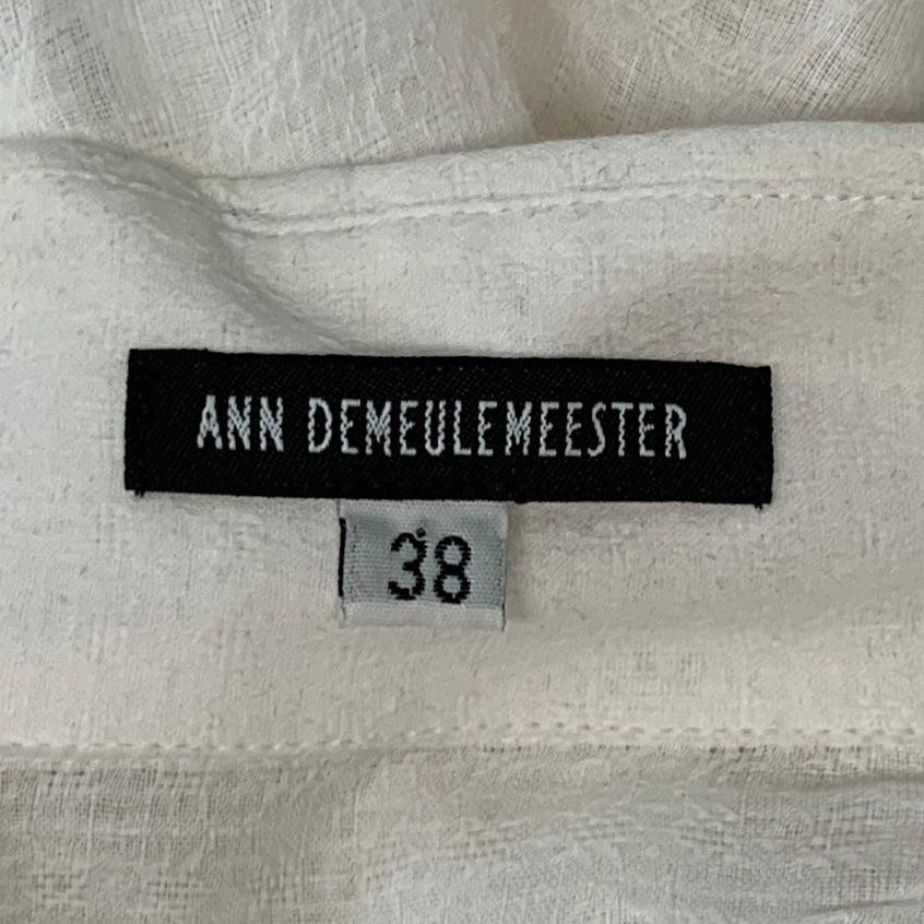 ANN DEMEULEMEESTER Size 6 White Cotton Textured Long Blouse For Sale 2