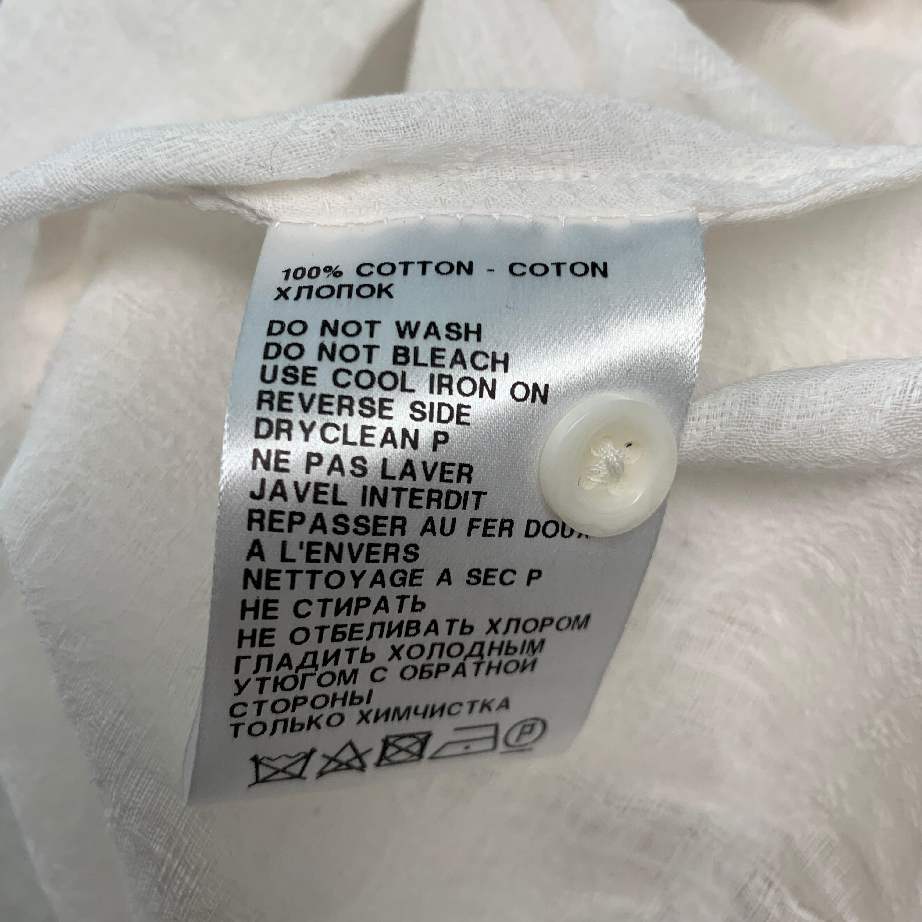 ANN DEMEULEMEESTER Texturierte lange Bluse aus weißer Baumwolle, Größe 6 im Angebot 3