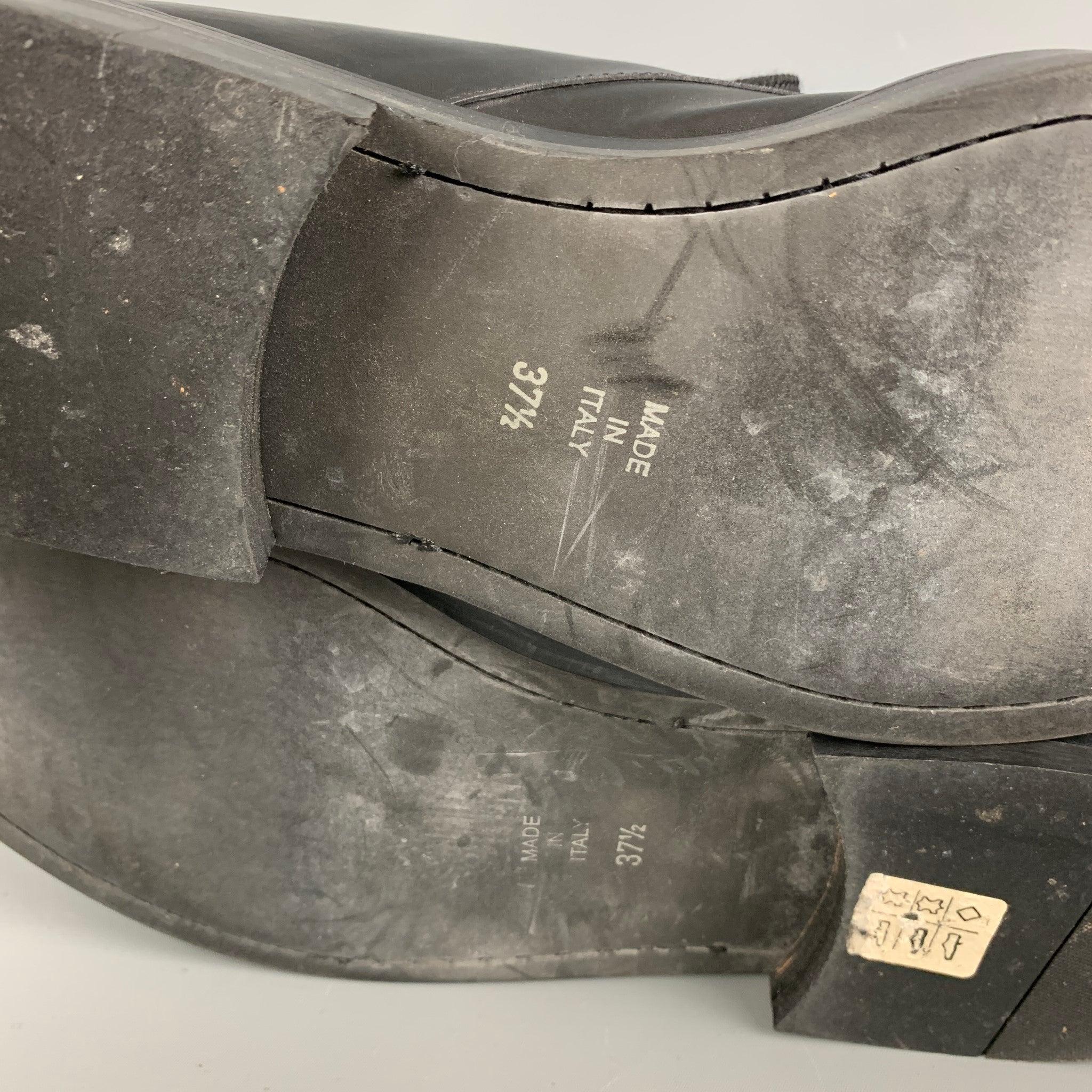ANN DEMEULEMEESTER Size 7.5 Black Leather Platform Lace Up Shoes For Sale 3