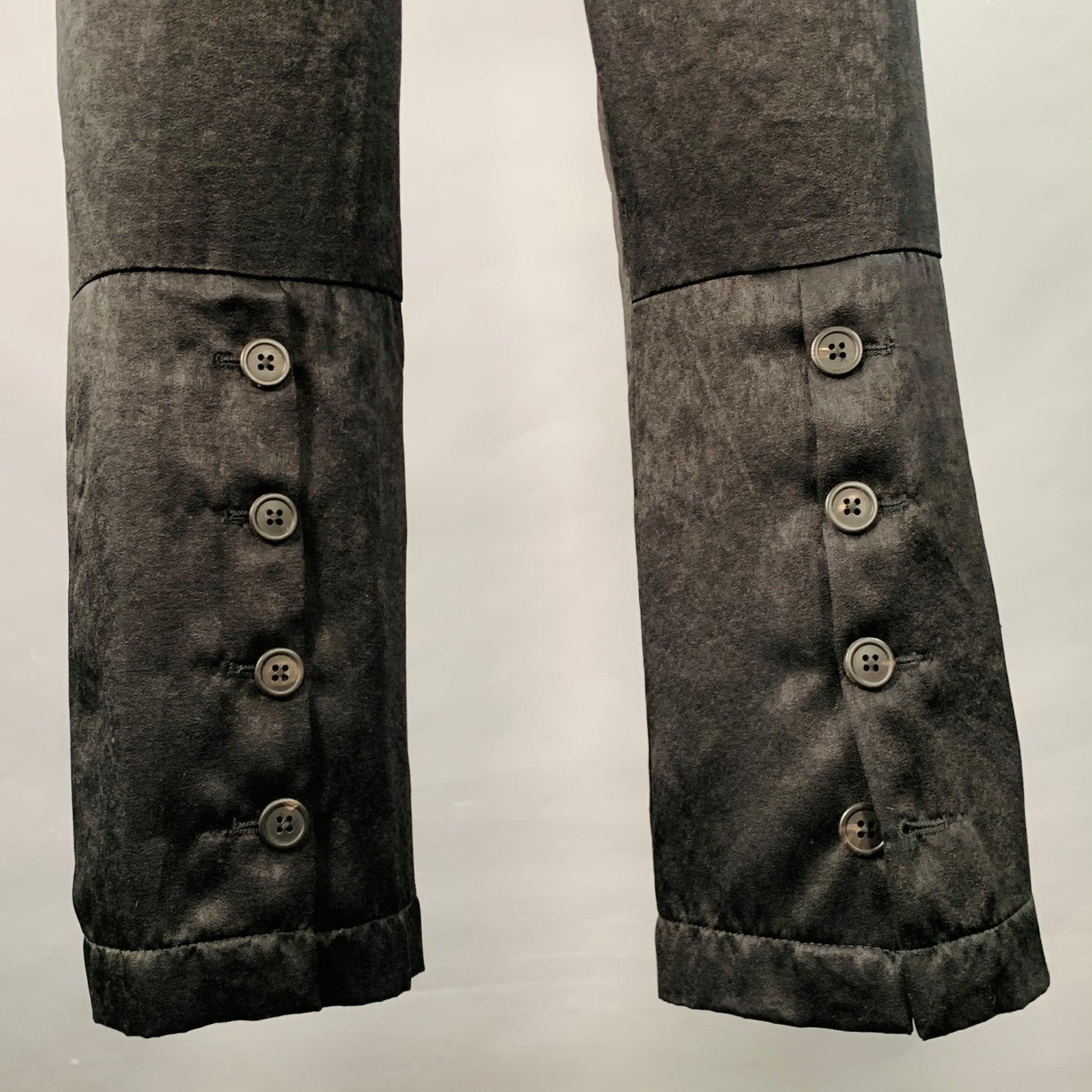 ANN DEMEULEMEESTER Größe 8 Schwarz Acetatmischung Flache Vorderseite Konisch zulaufende Kleiderhosen im Zustand „Hervorragend“ im Angebot in San Francisco, CA